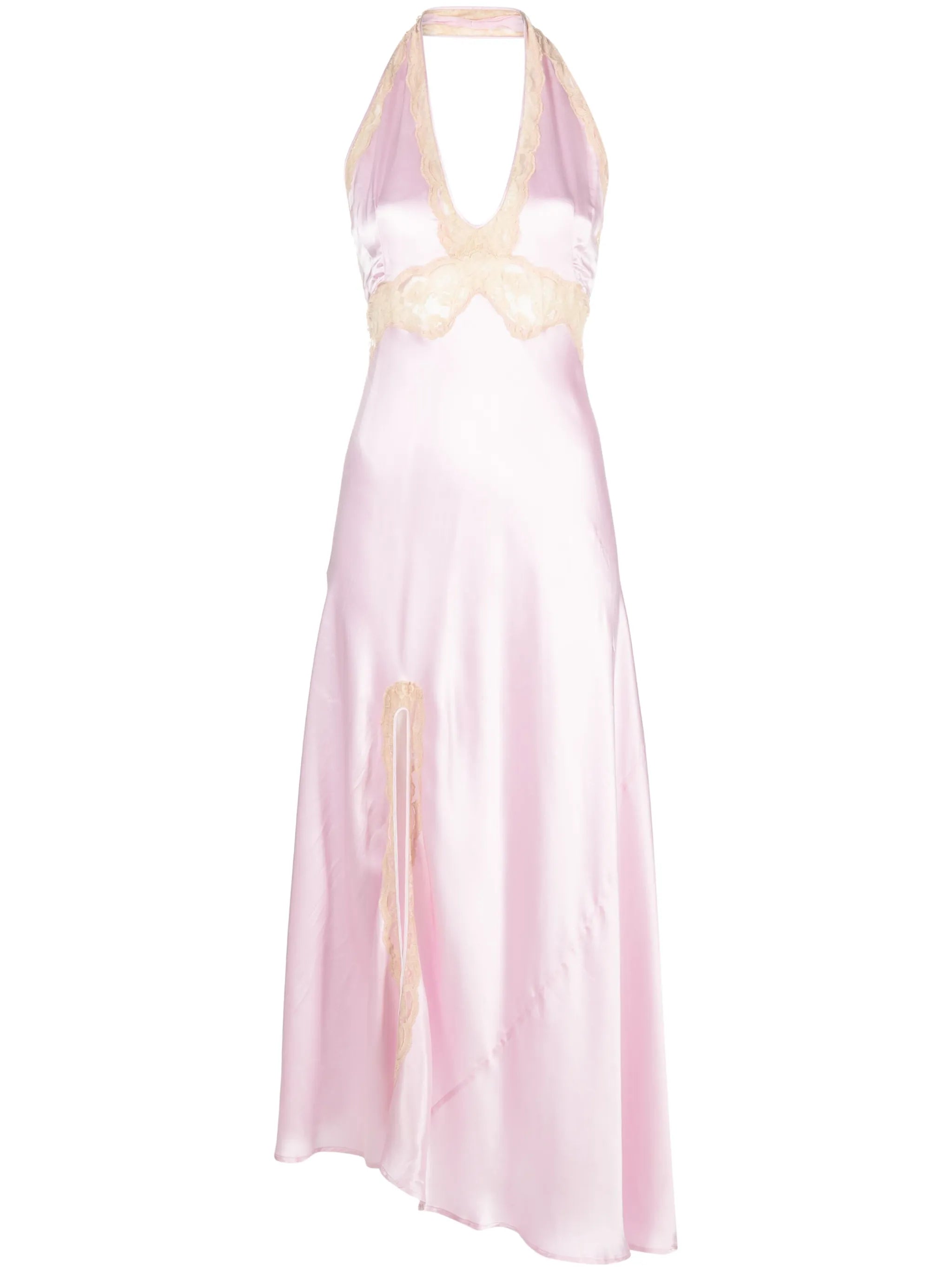 Floral lace-trim maxi dress
