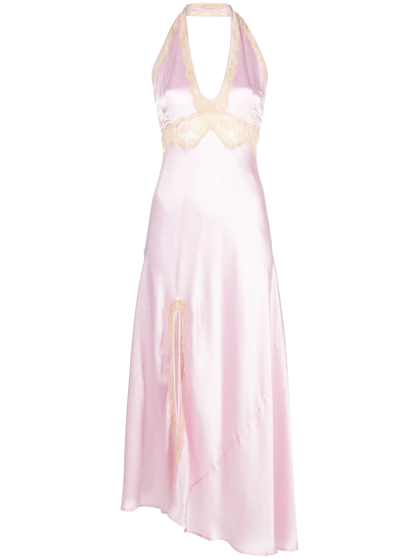 Floral lace-trim maxi dress