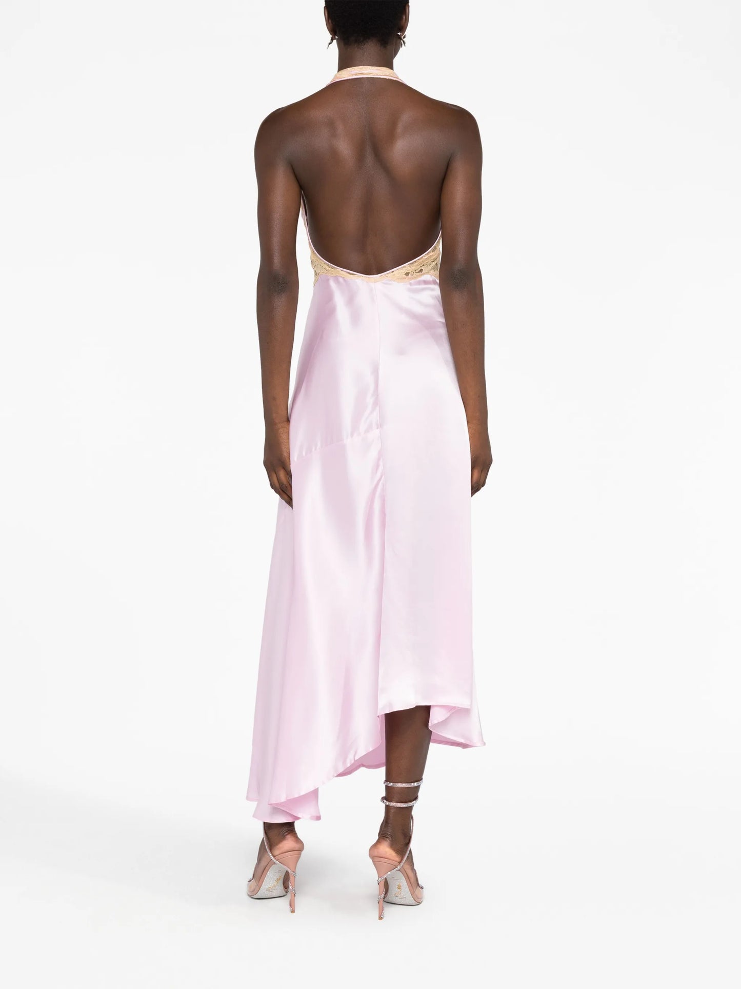 Floral lace-trim maxi dress