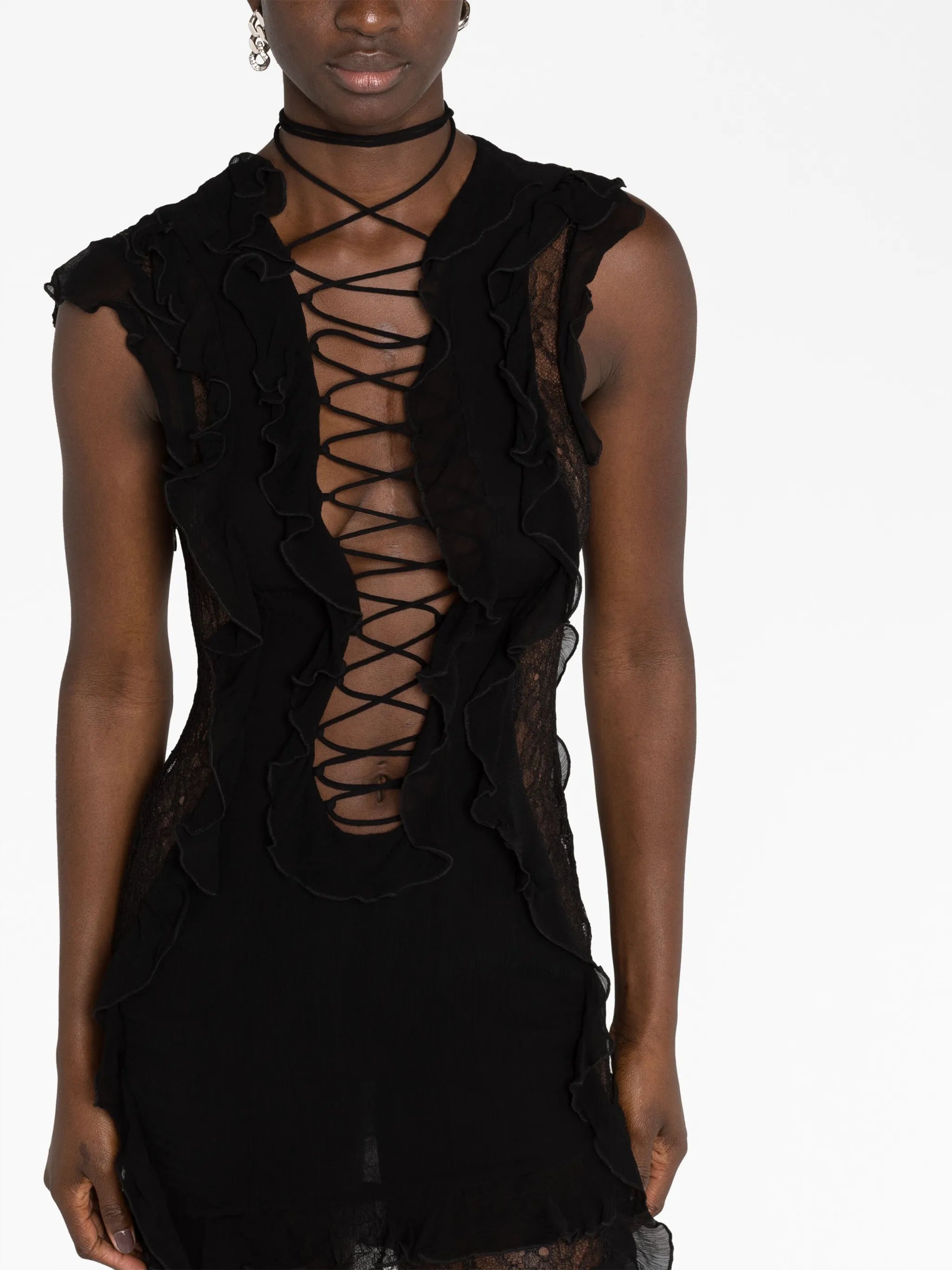 Goliath tie-front lace mini dress