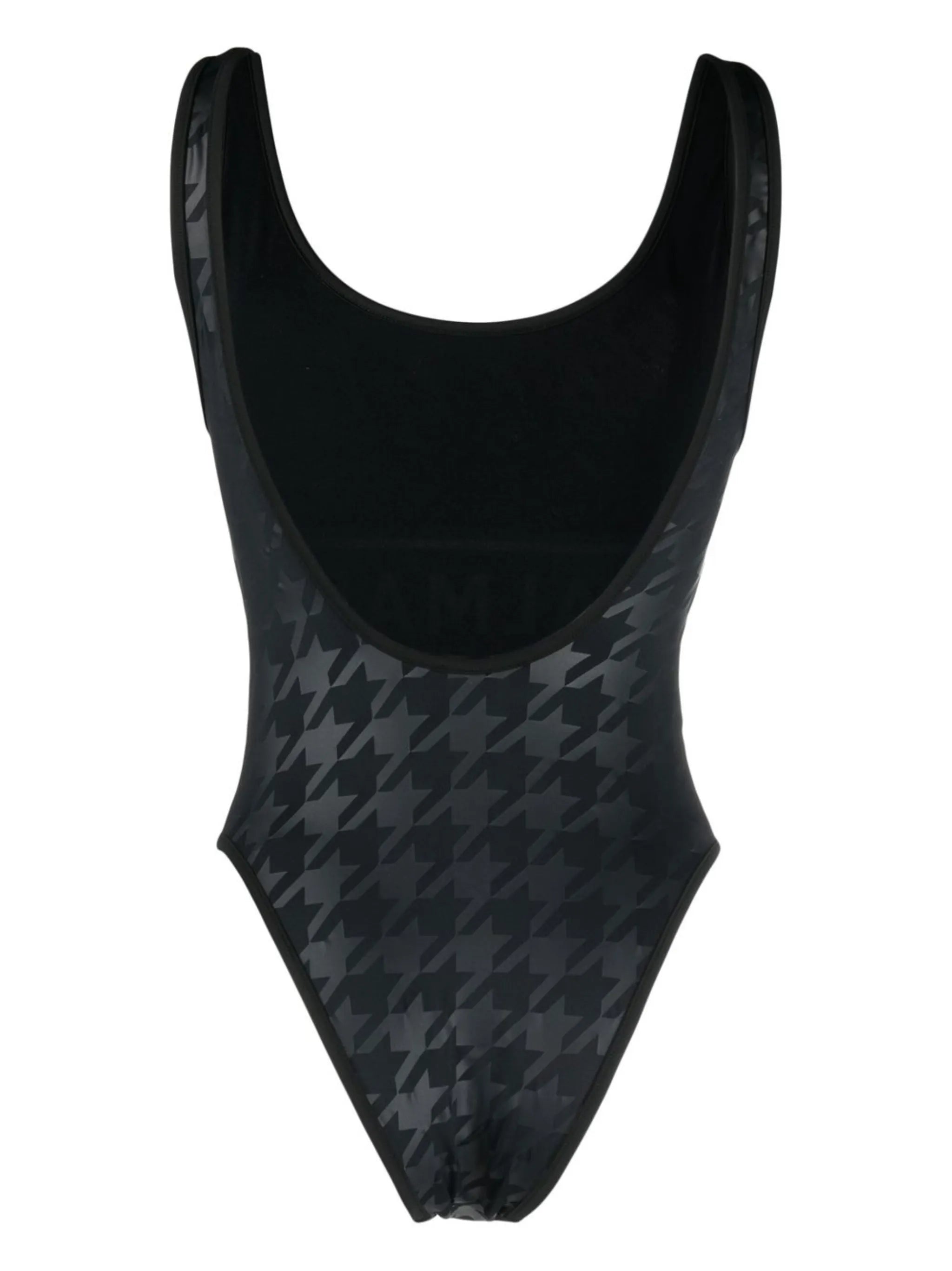 houndstooth-print logo-stripe swimsuit