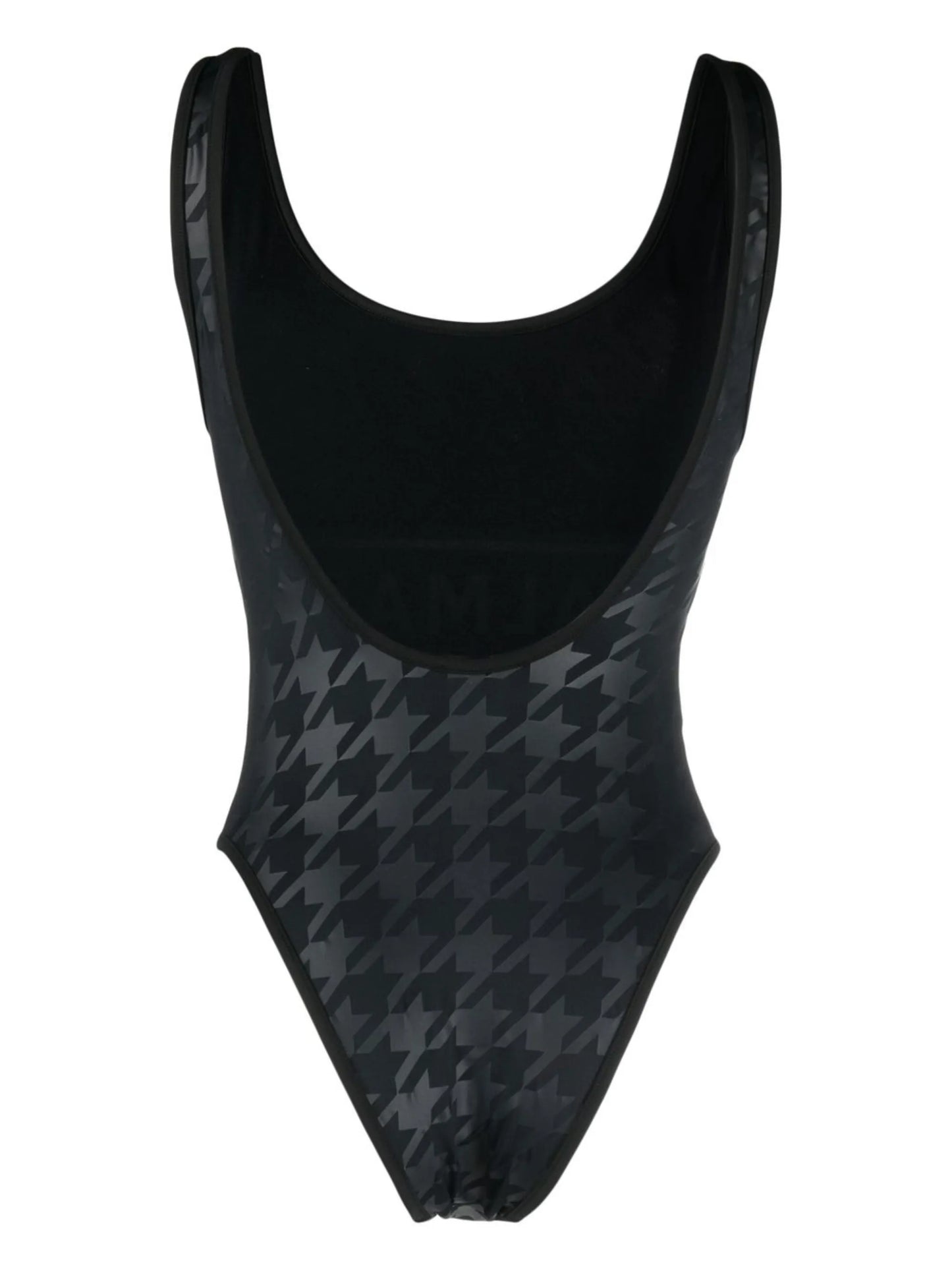 houndstooth-print logo-stripe swimsuit