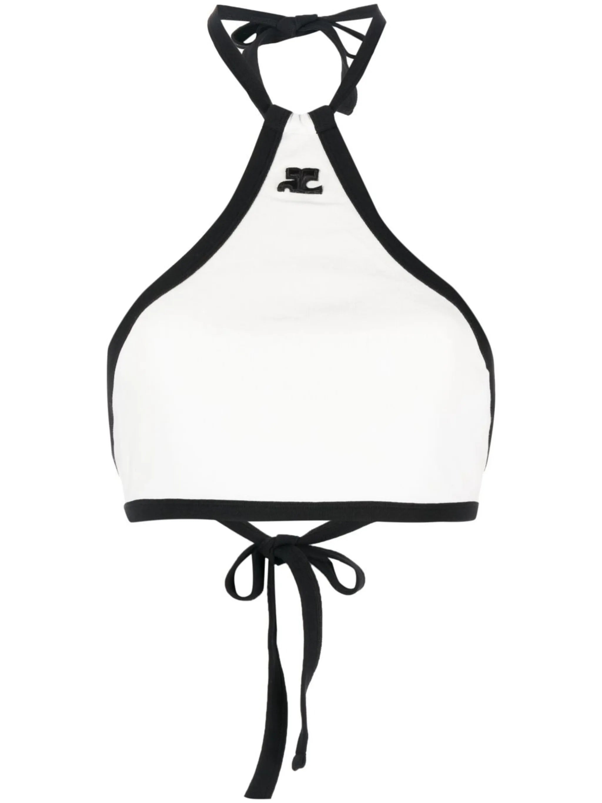two-tone halterneck crop top