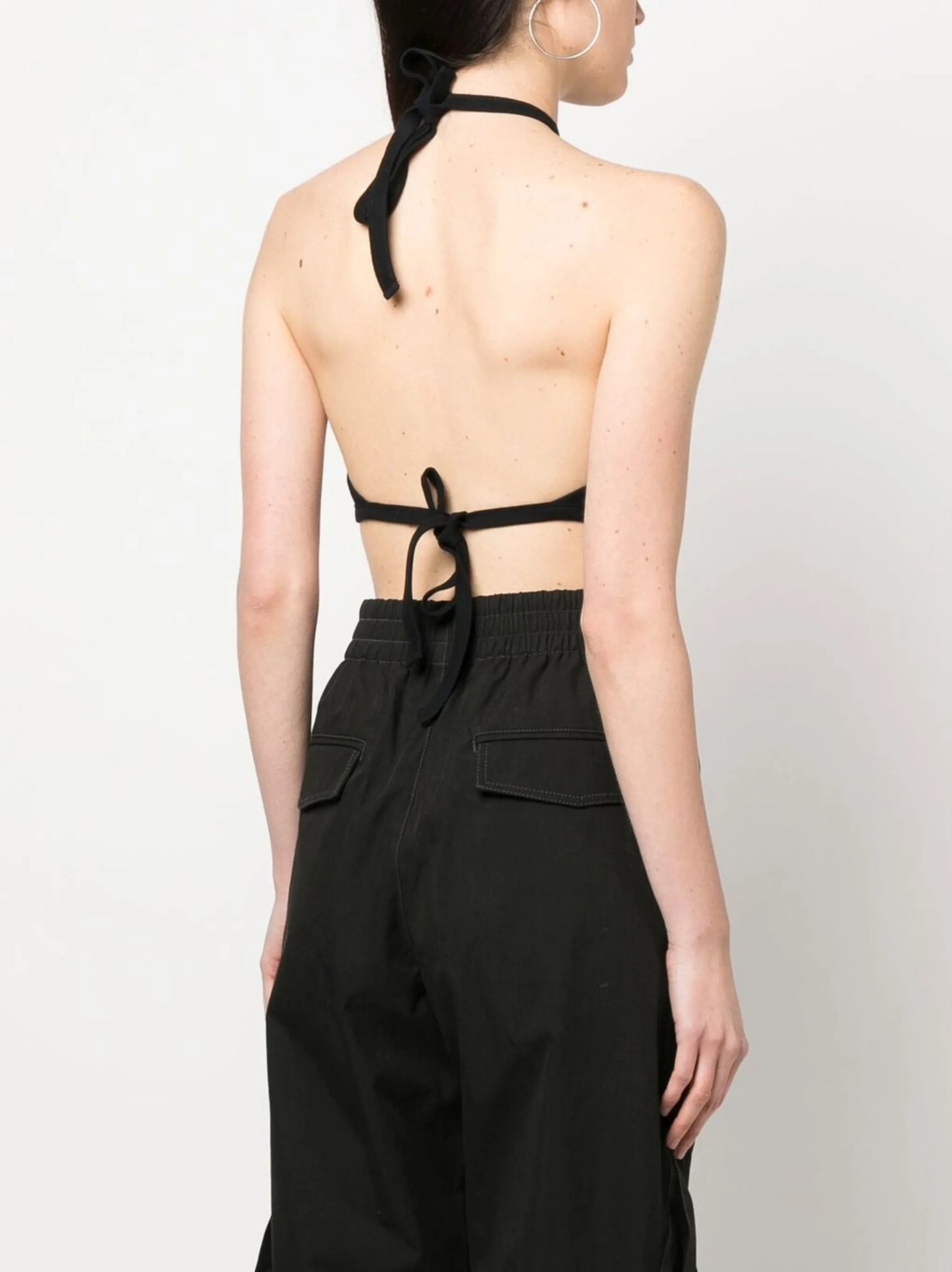 two-tone halterneck crop top