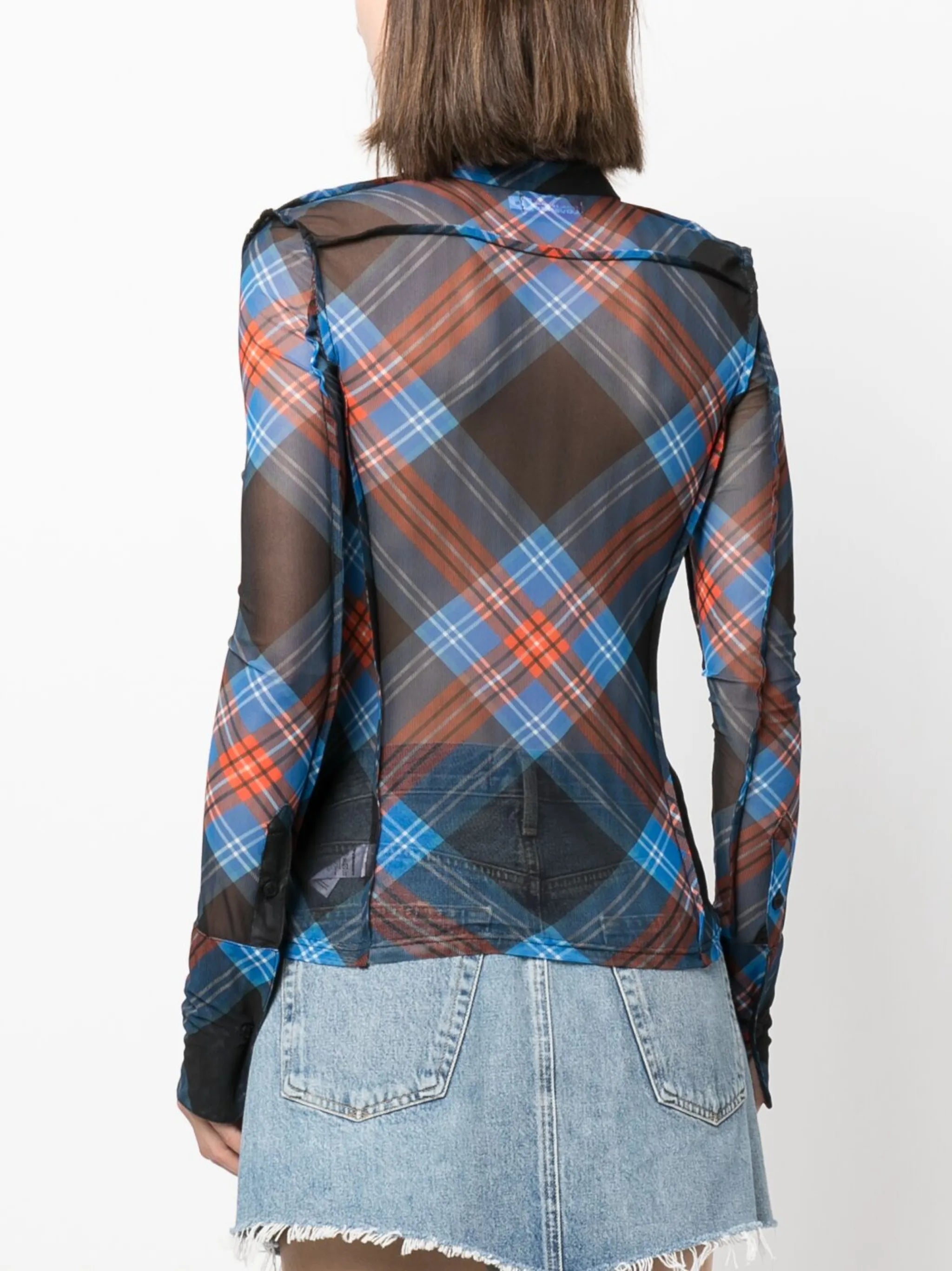 Slinky tartan-print shirt