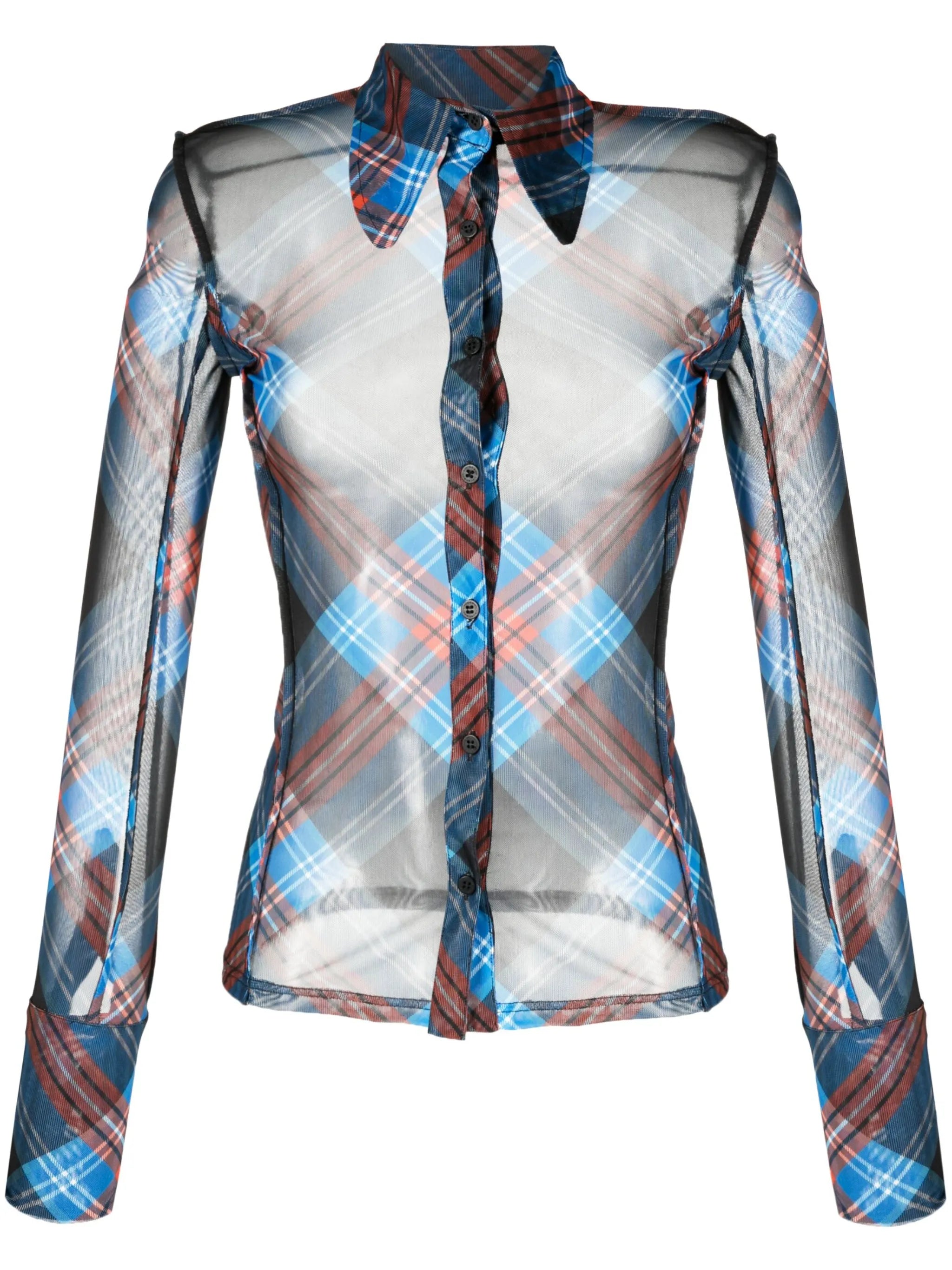 Slinky tartan-print shirt