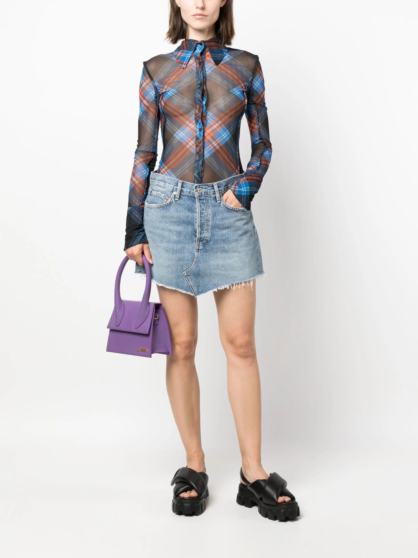 Slinky tartan-print shirt