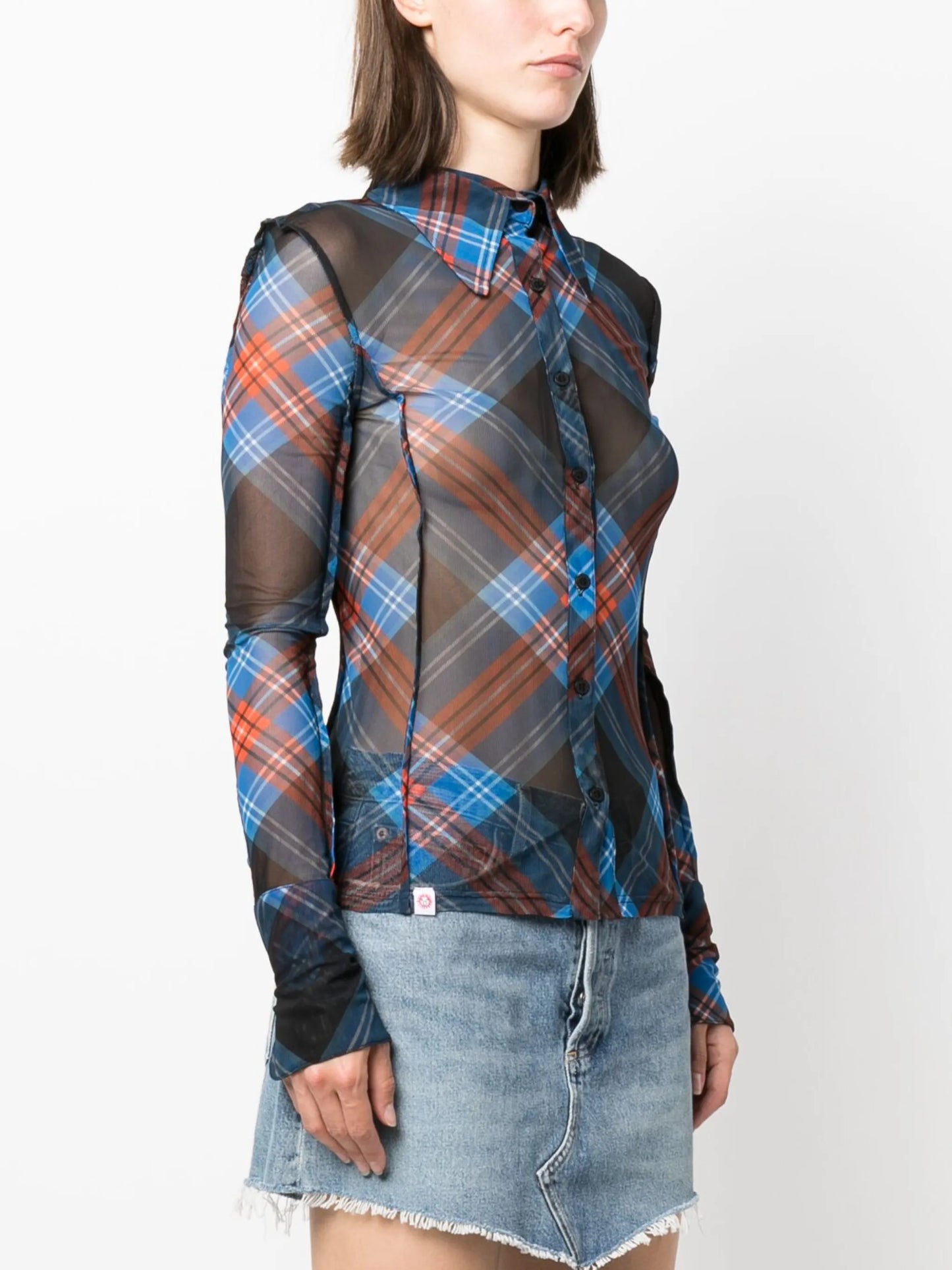 Slinky tartan-print shirt
