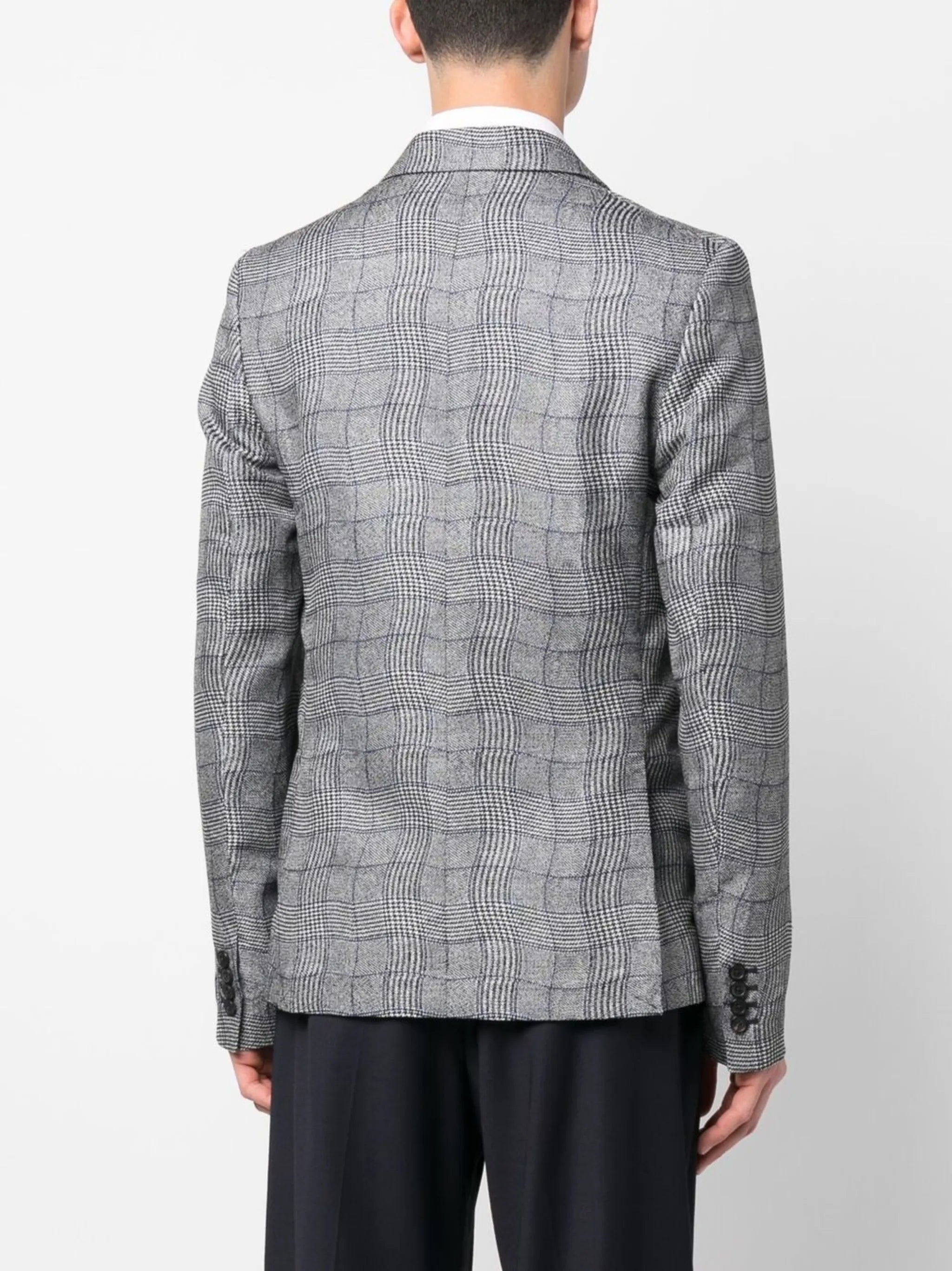 checked double-breasted blazer