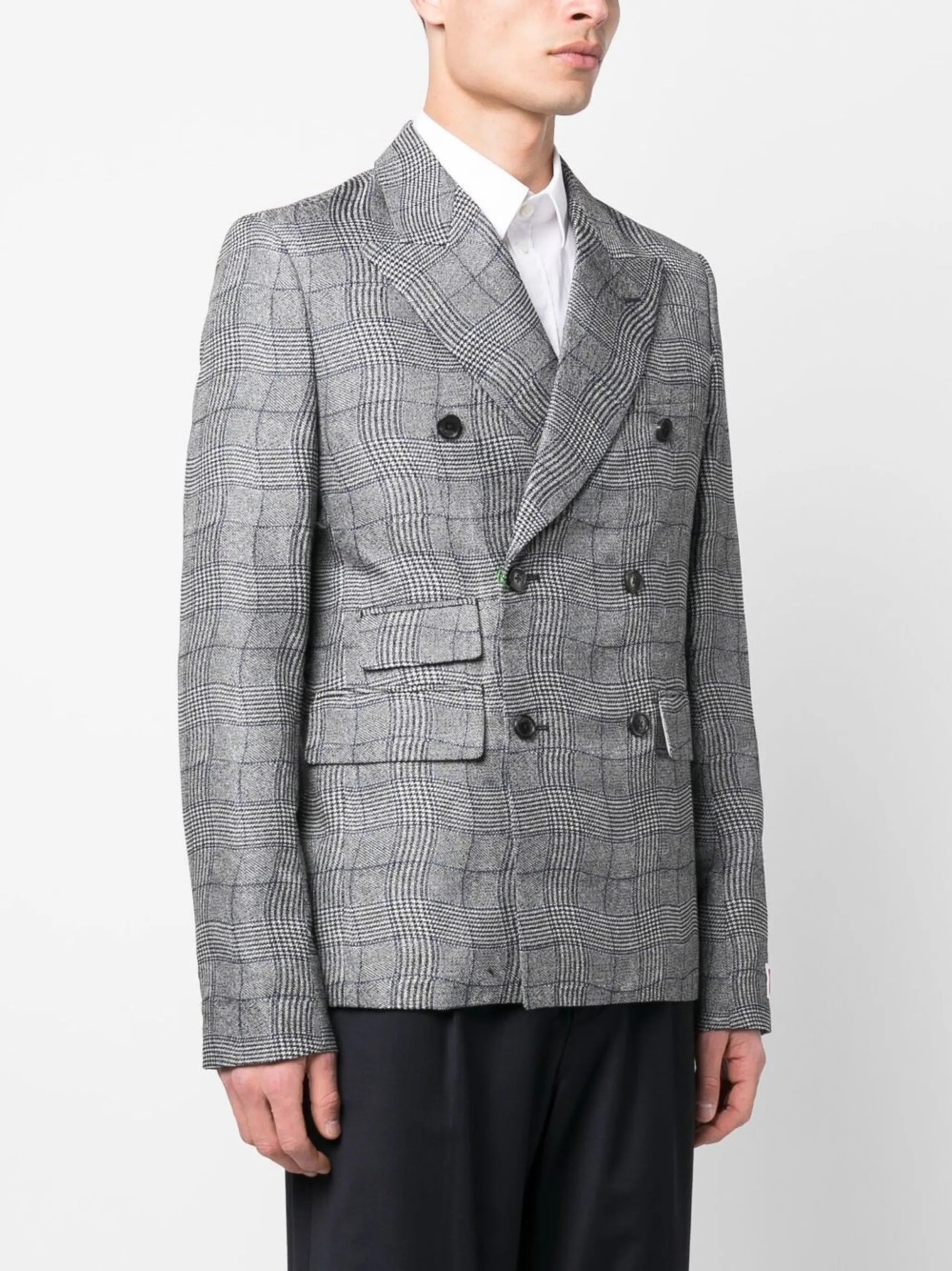 checked double-breasted blazer