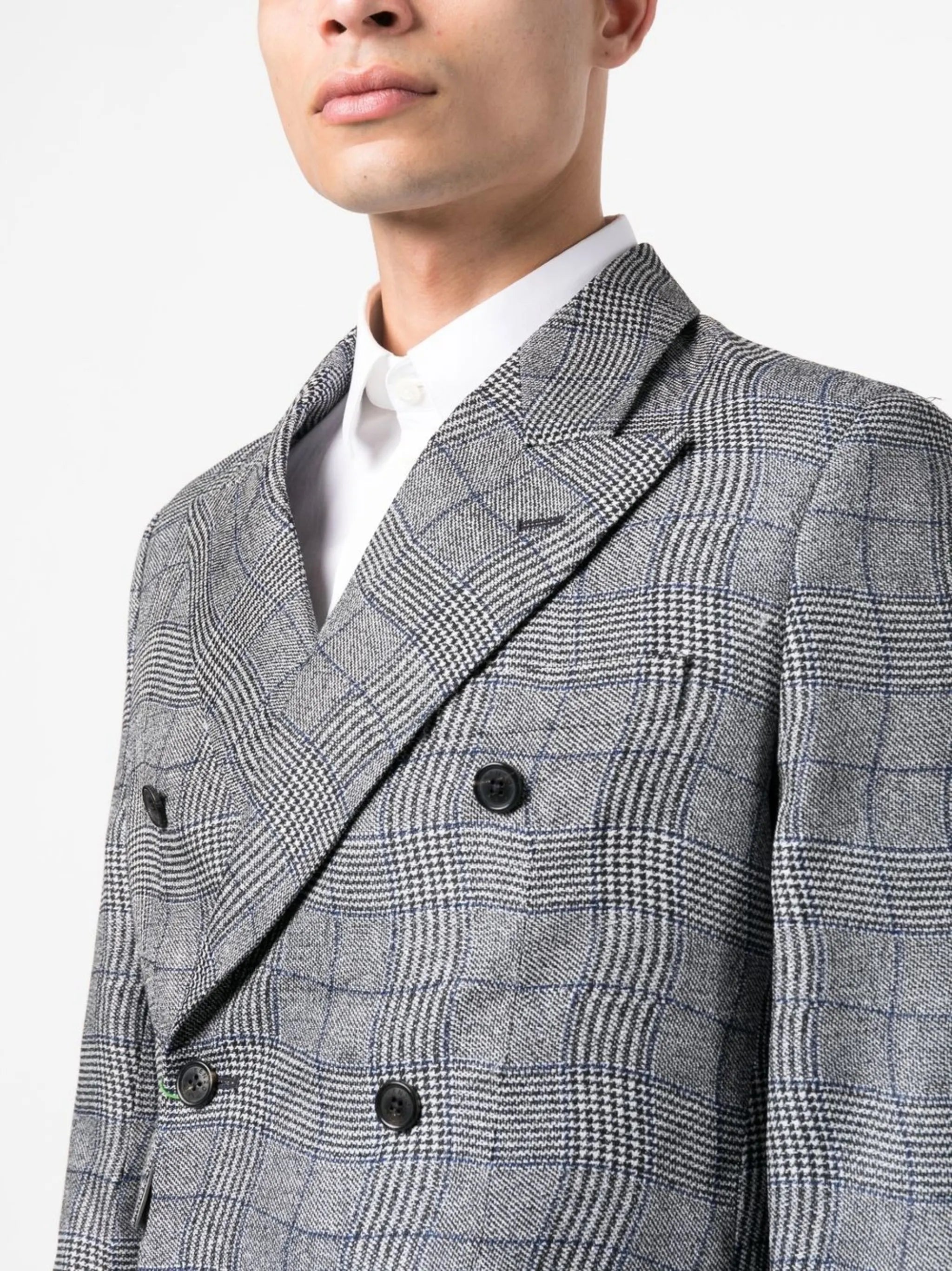 checked double-breasted blazer