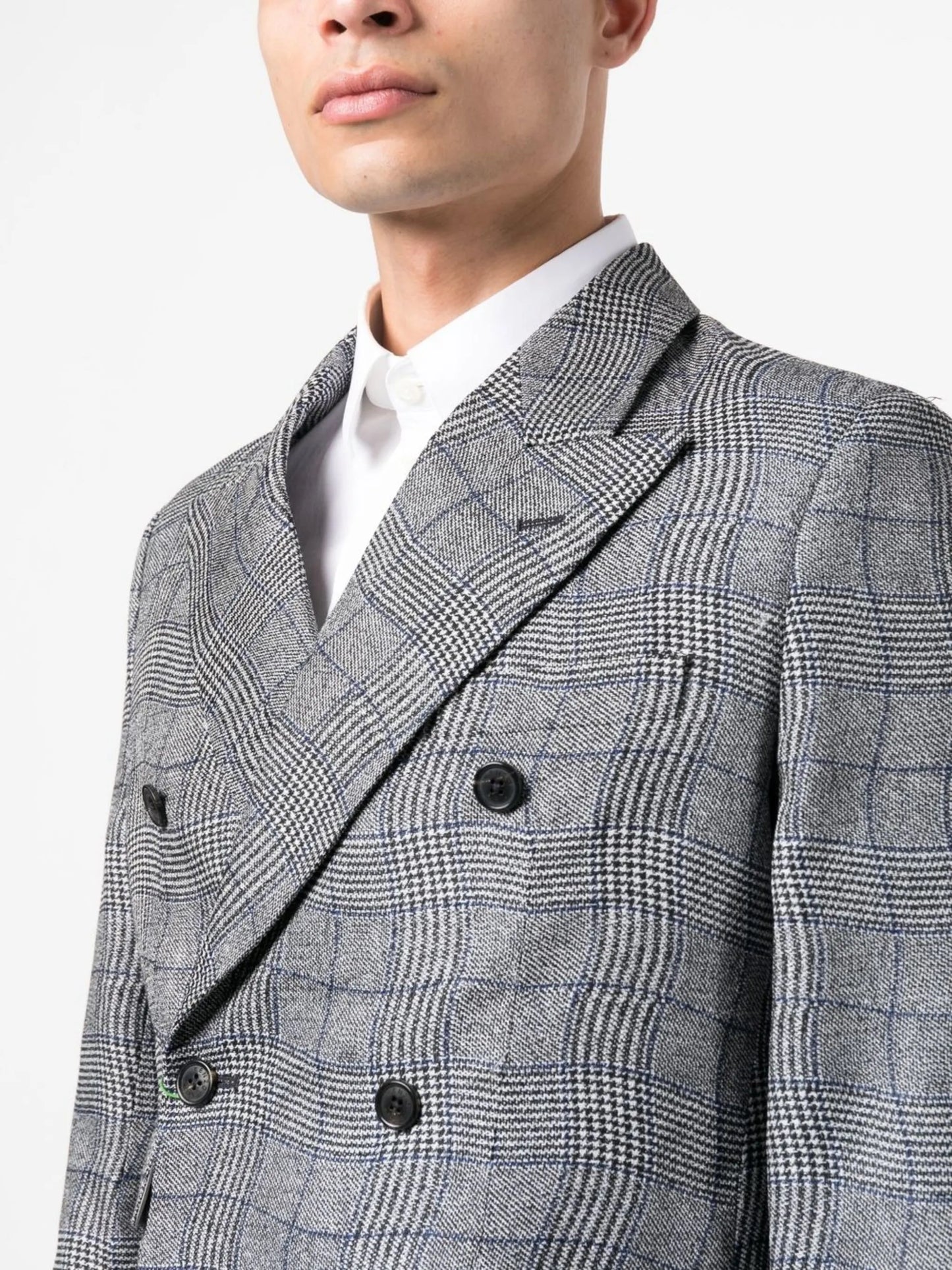 checked double-breasted blazer