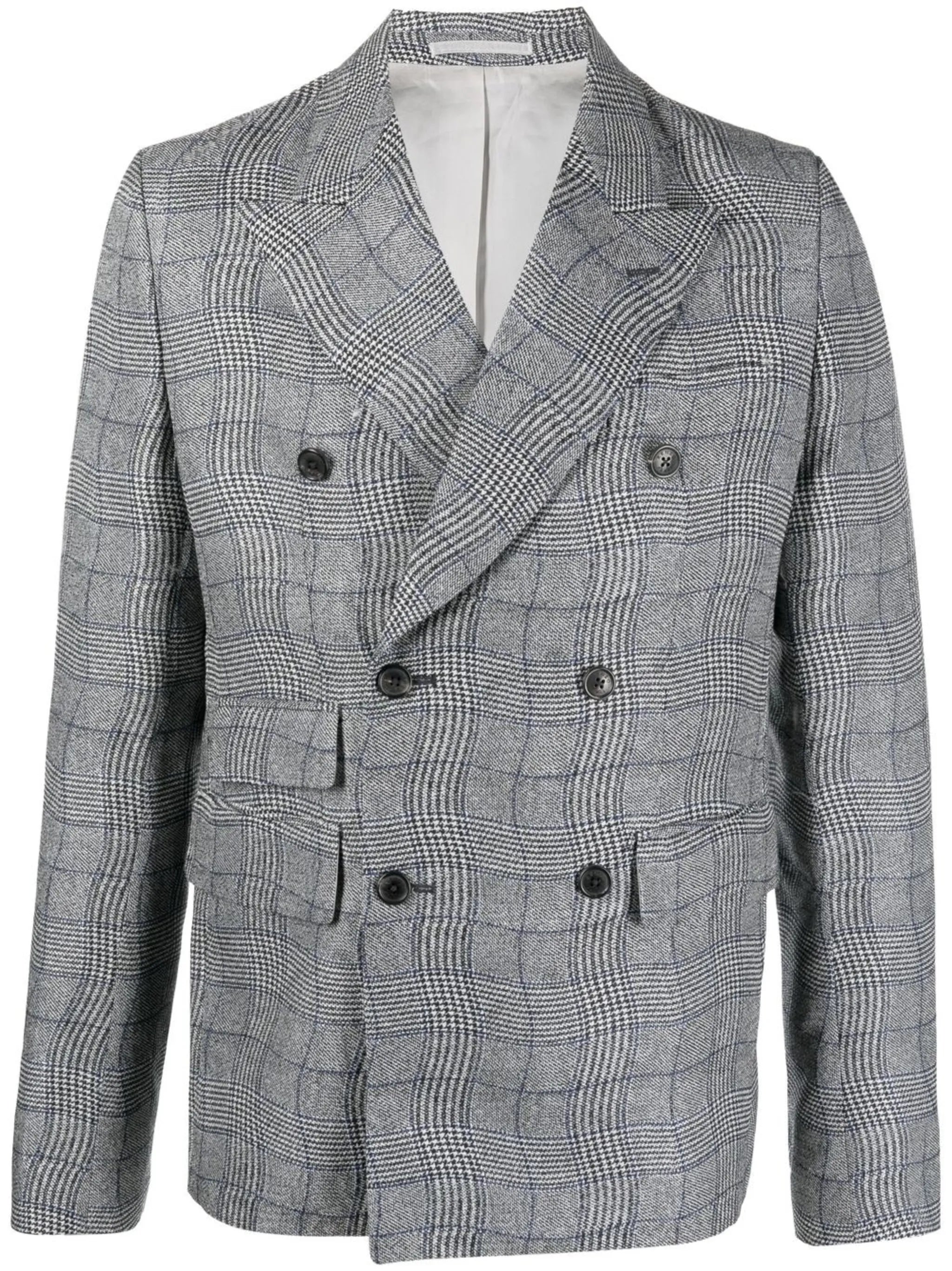 checked double-breasted blazer