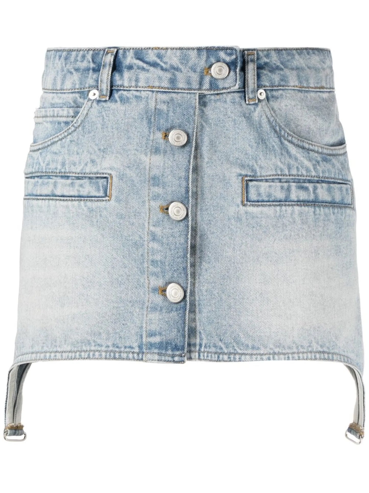 asymmetric denim miniskirt