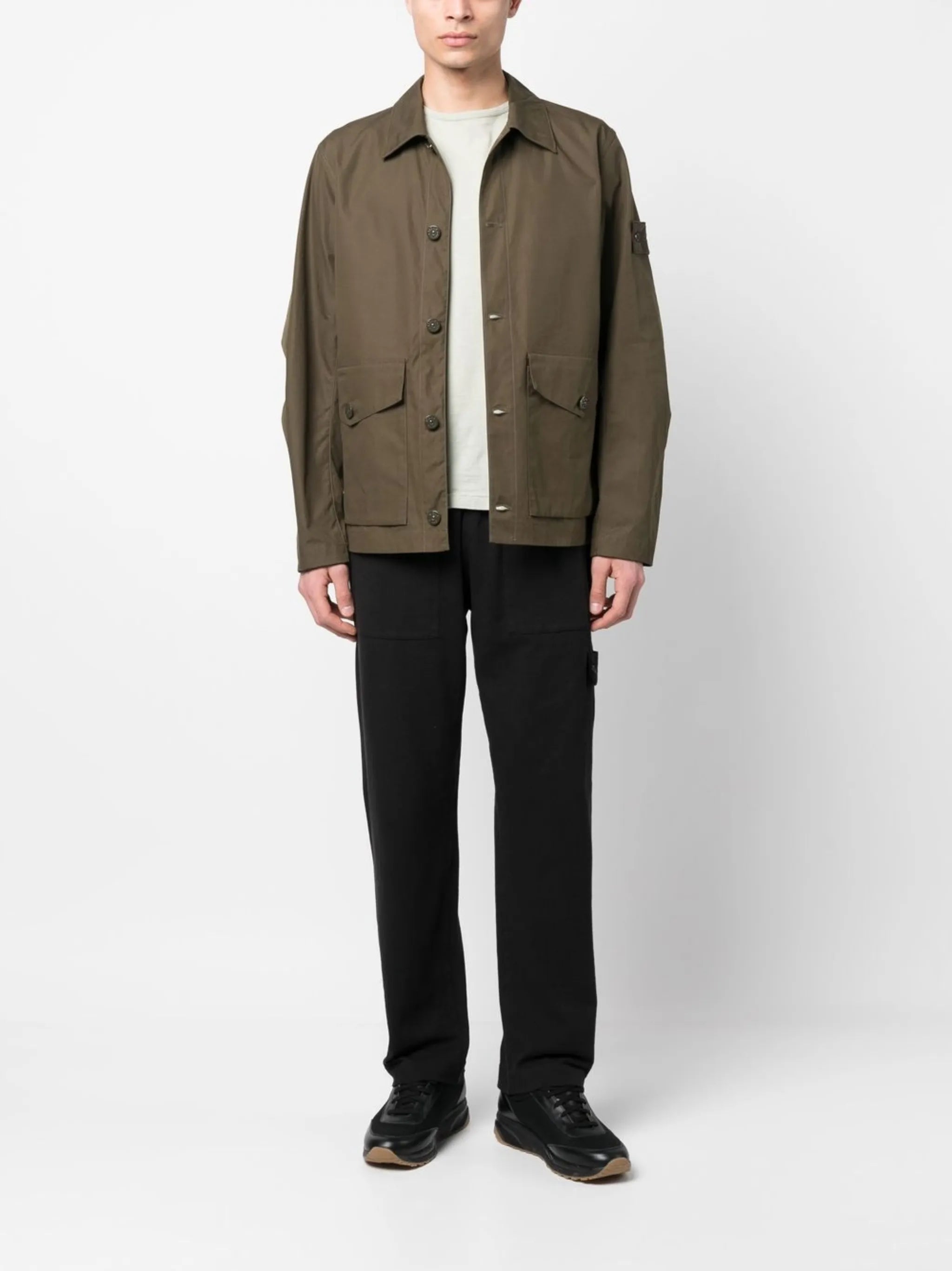 logo-patch cotton jacket