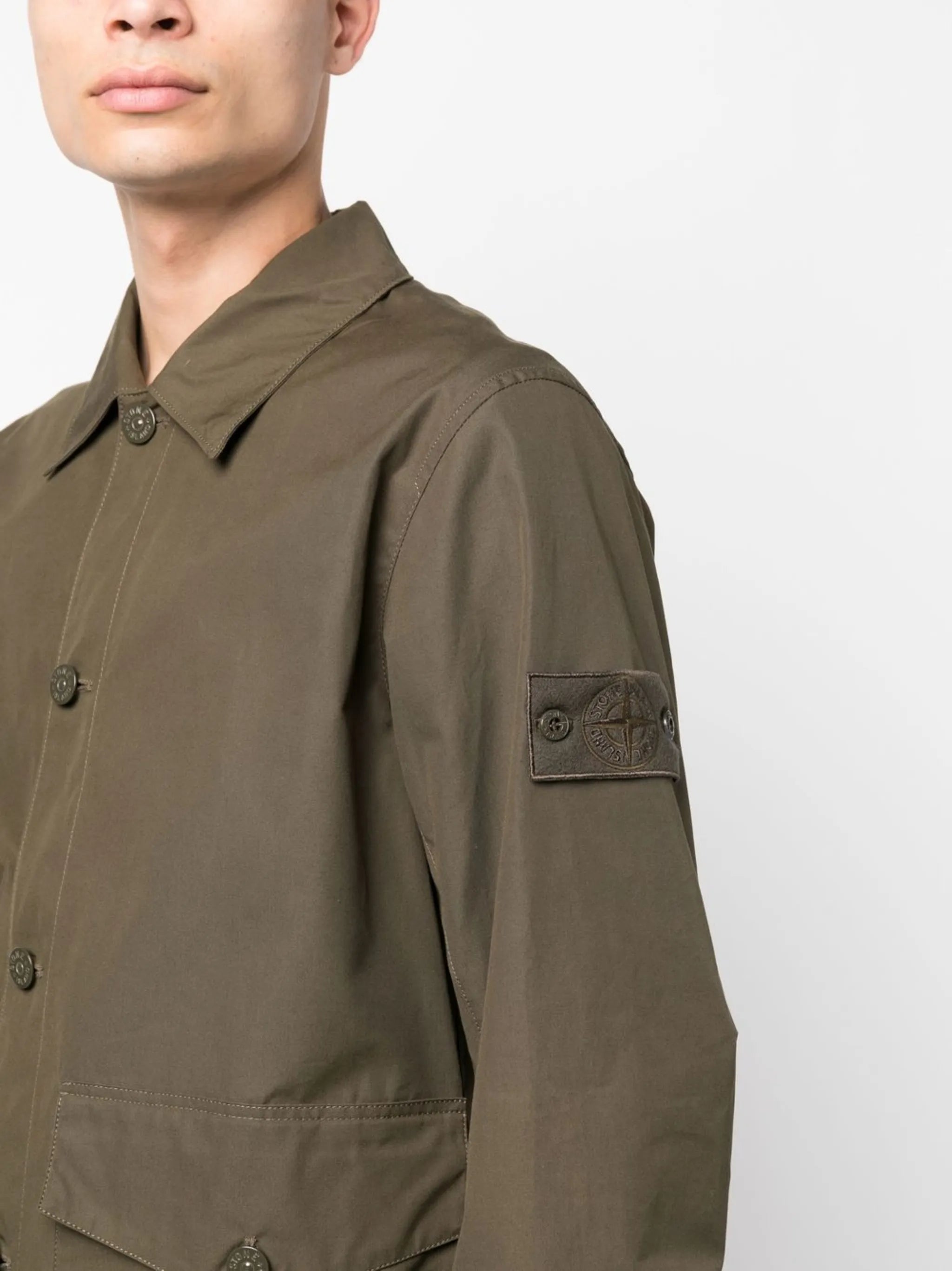 logo-patch cotton jacket