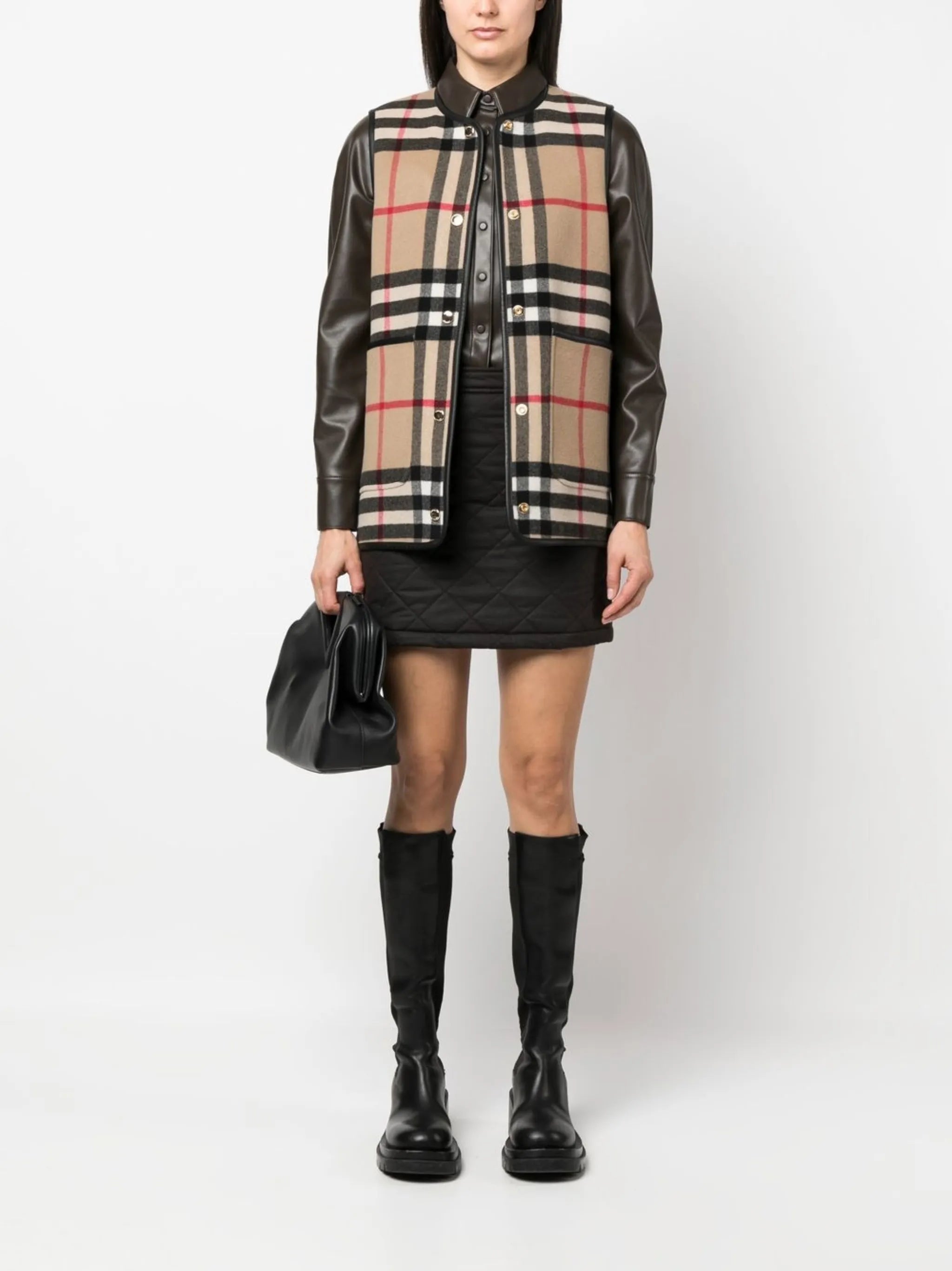high-waist quilted skirt
