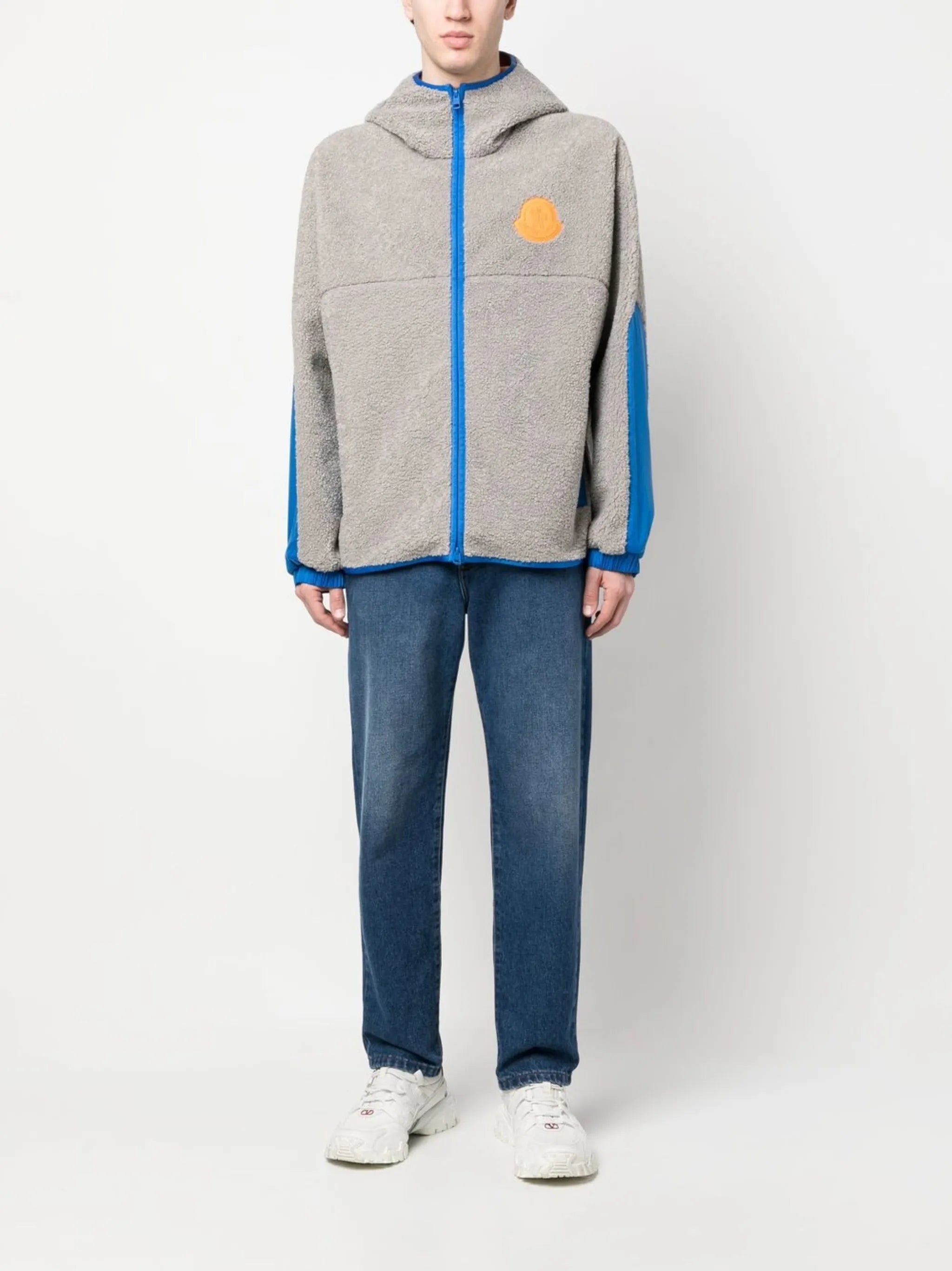 contrast-trim textured jacket