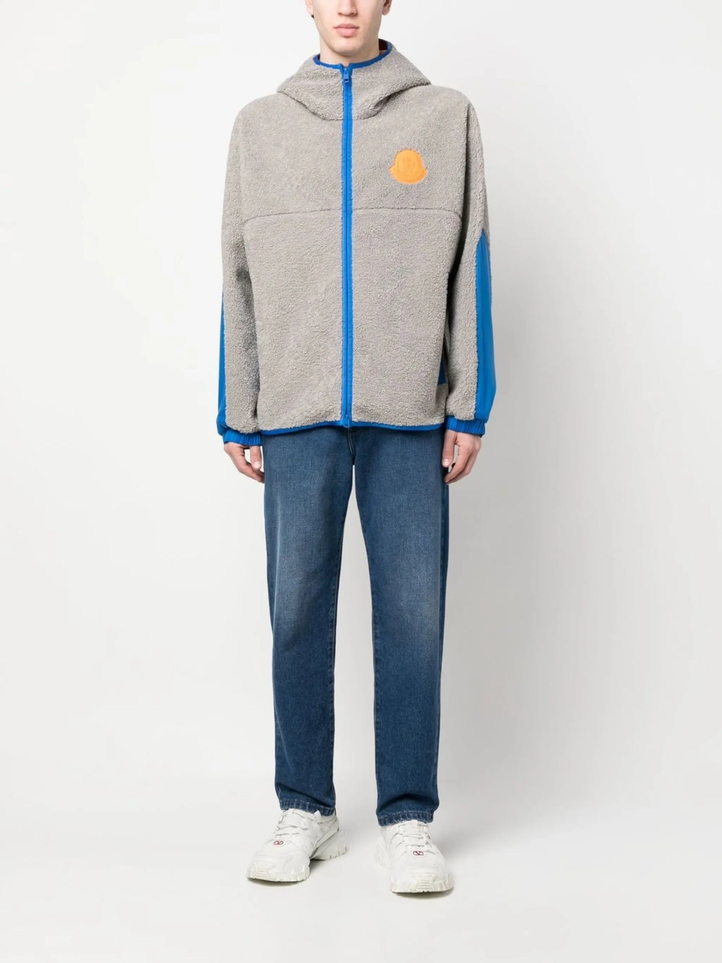 contrast-trim textured jacket