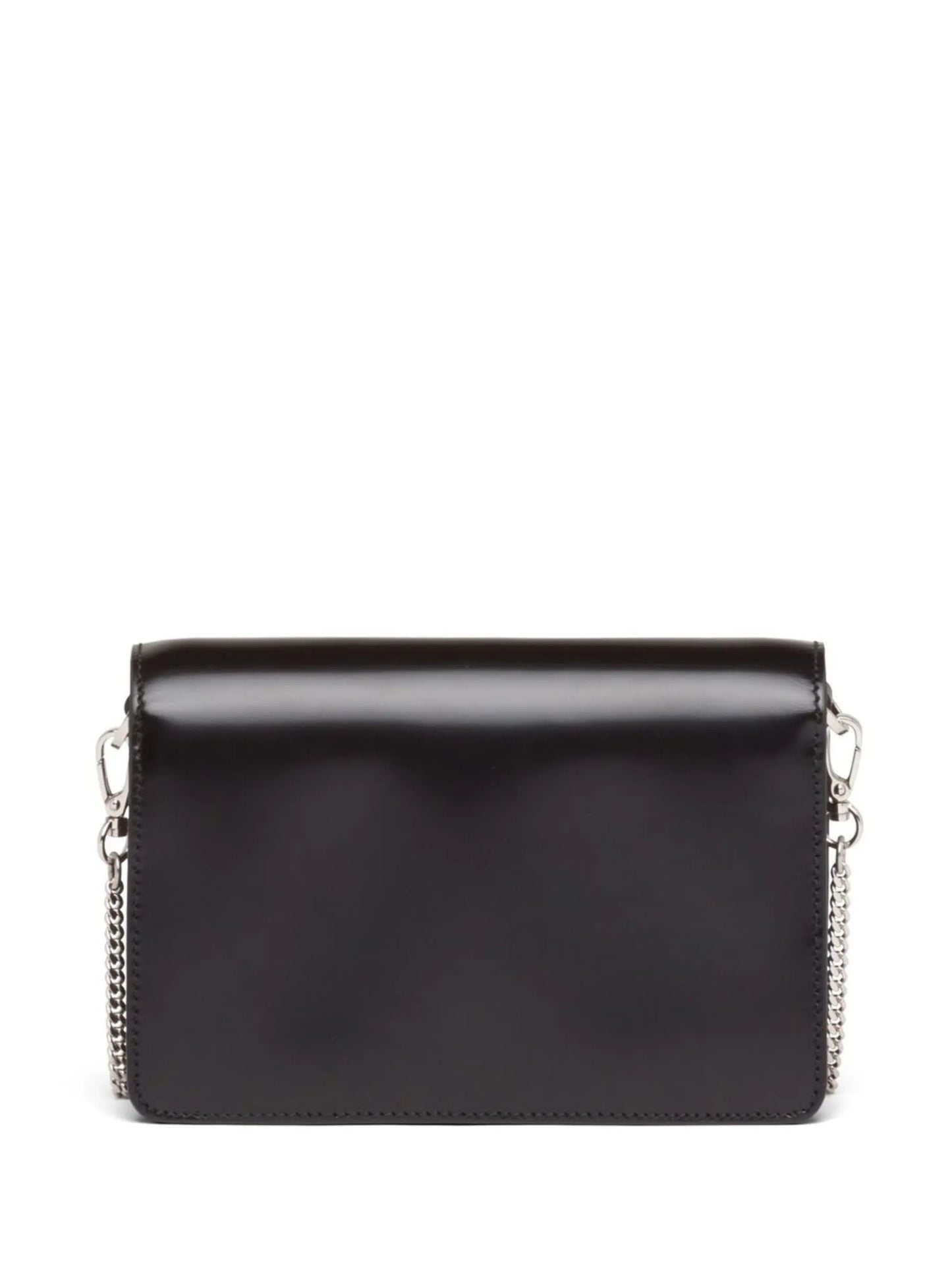 Triangle-plaque brushed leather shoulder bag