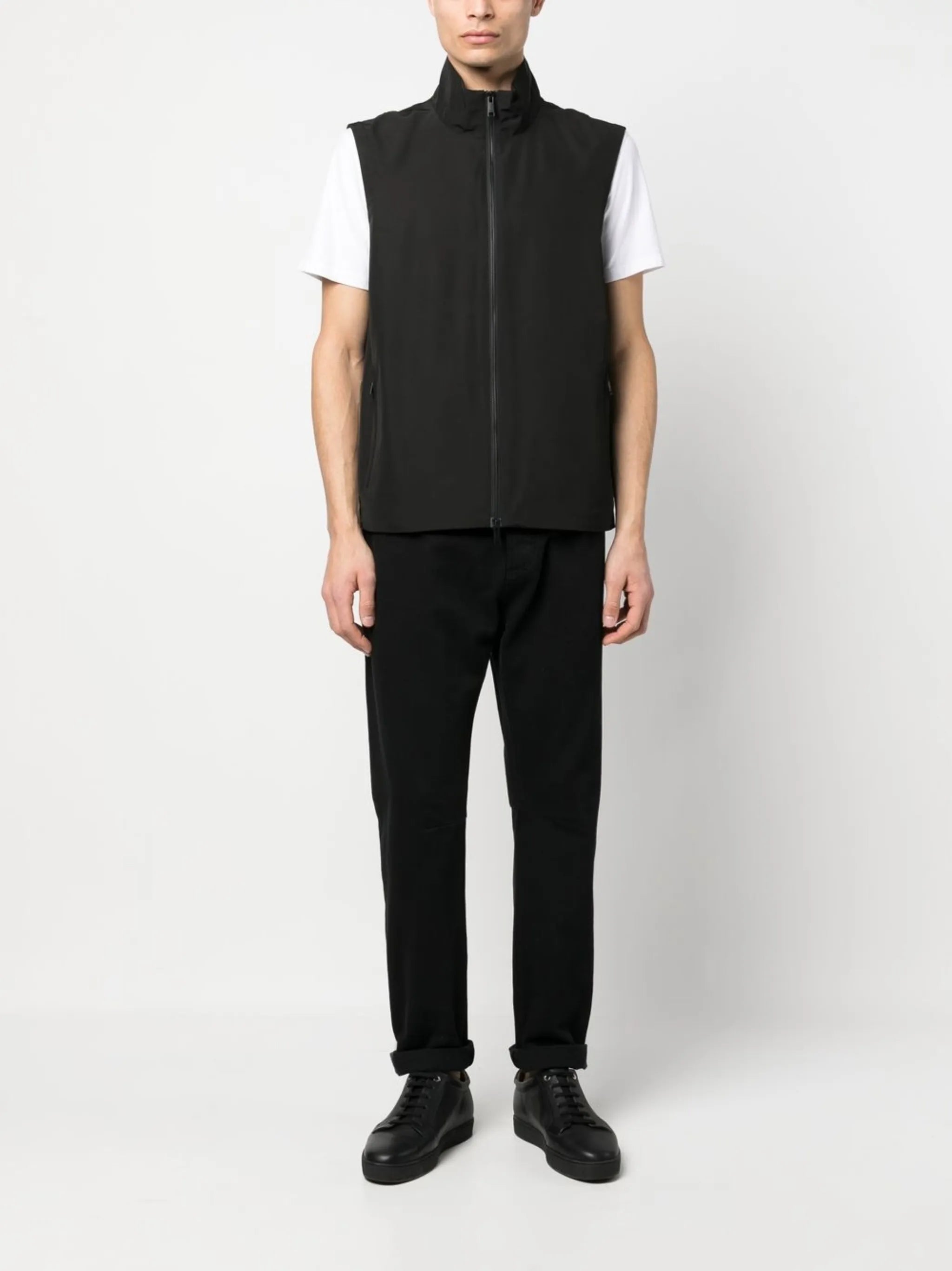high-neck zip-up vest