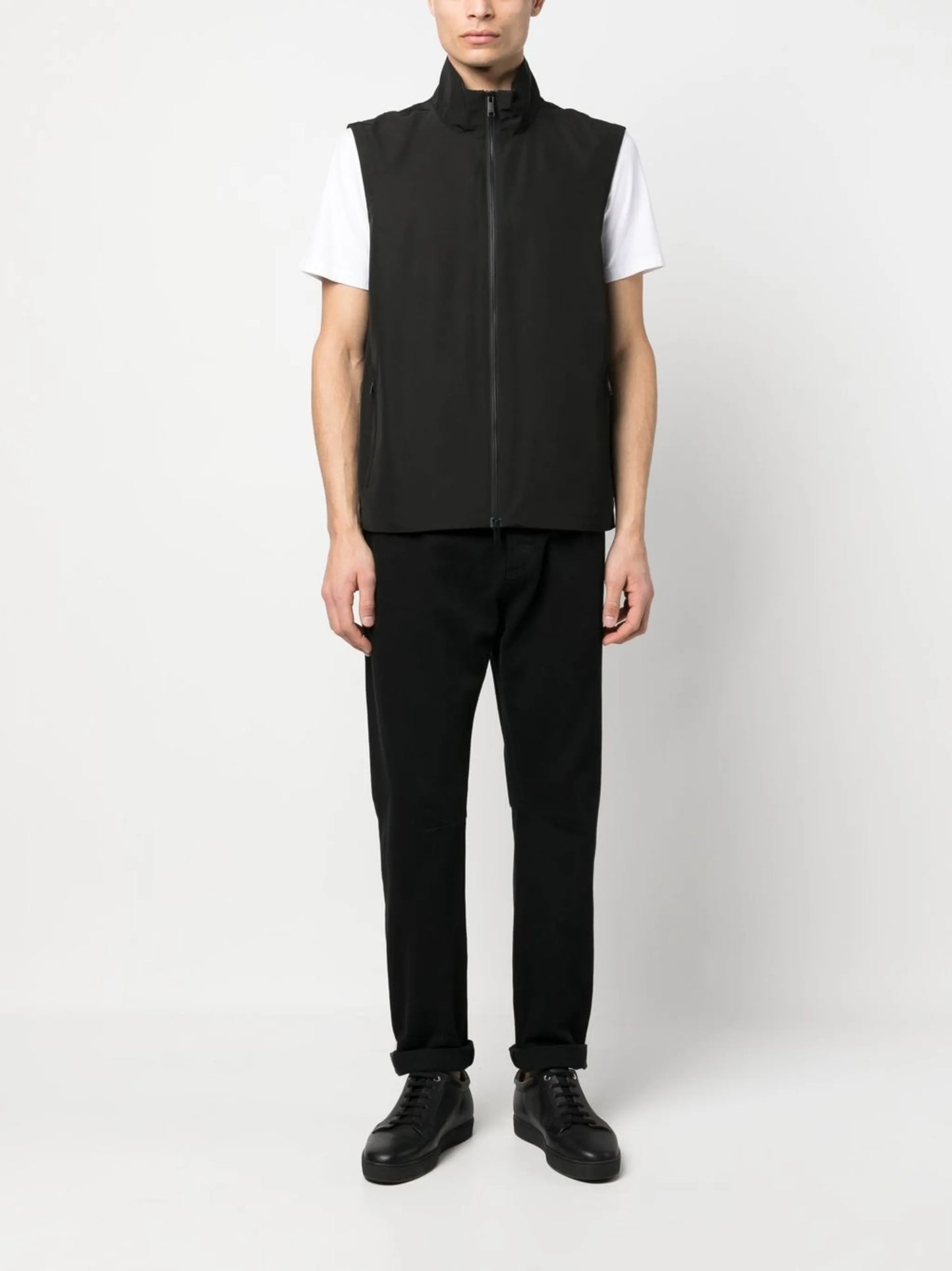high-neck zip-up vest