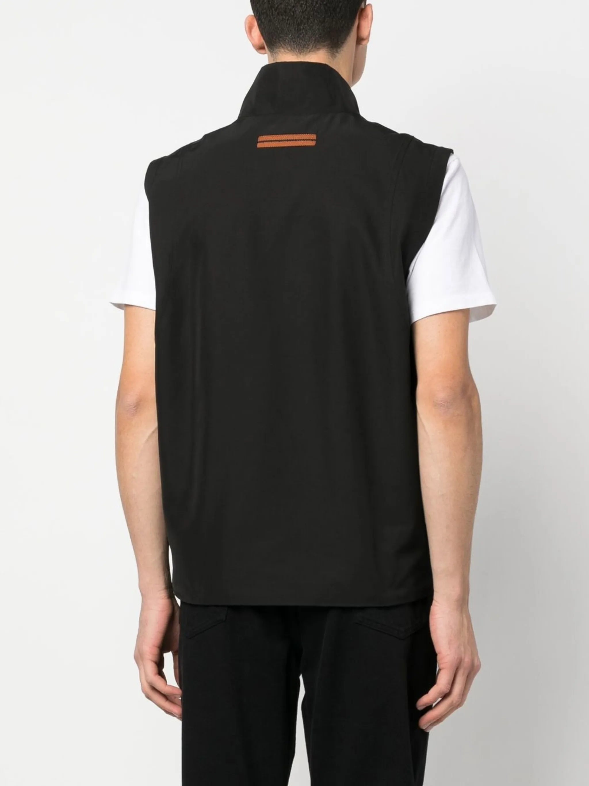 high-neck zip-up vest