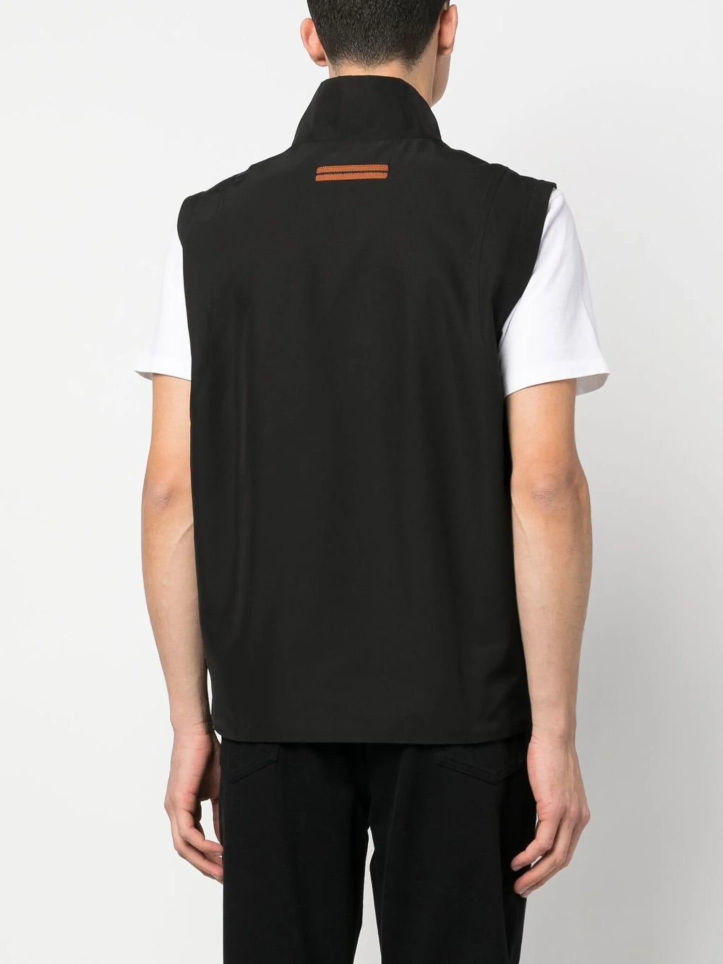 high-neck zip-up vest