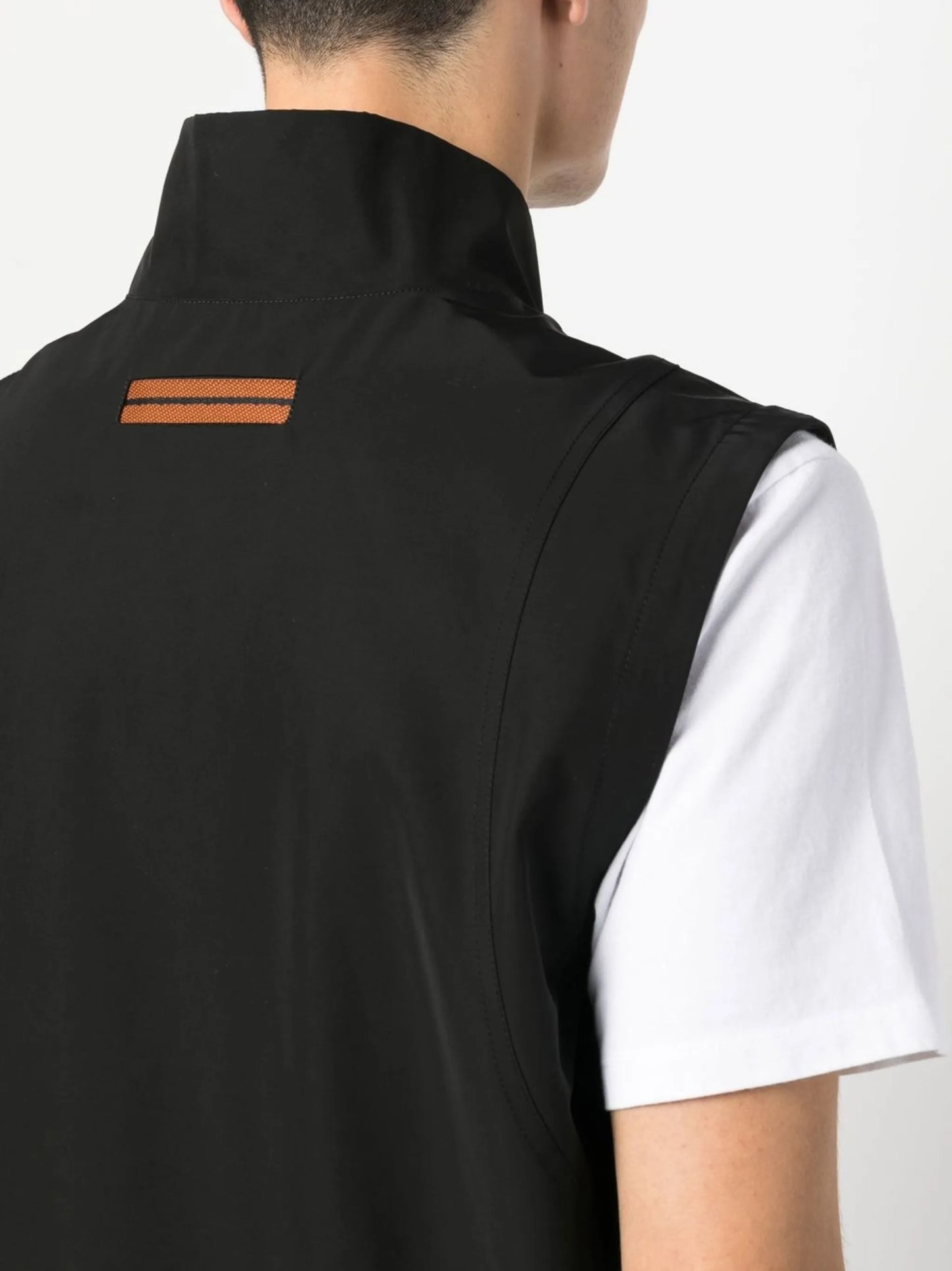 high-neck zip-up vest