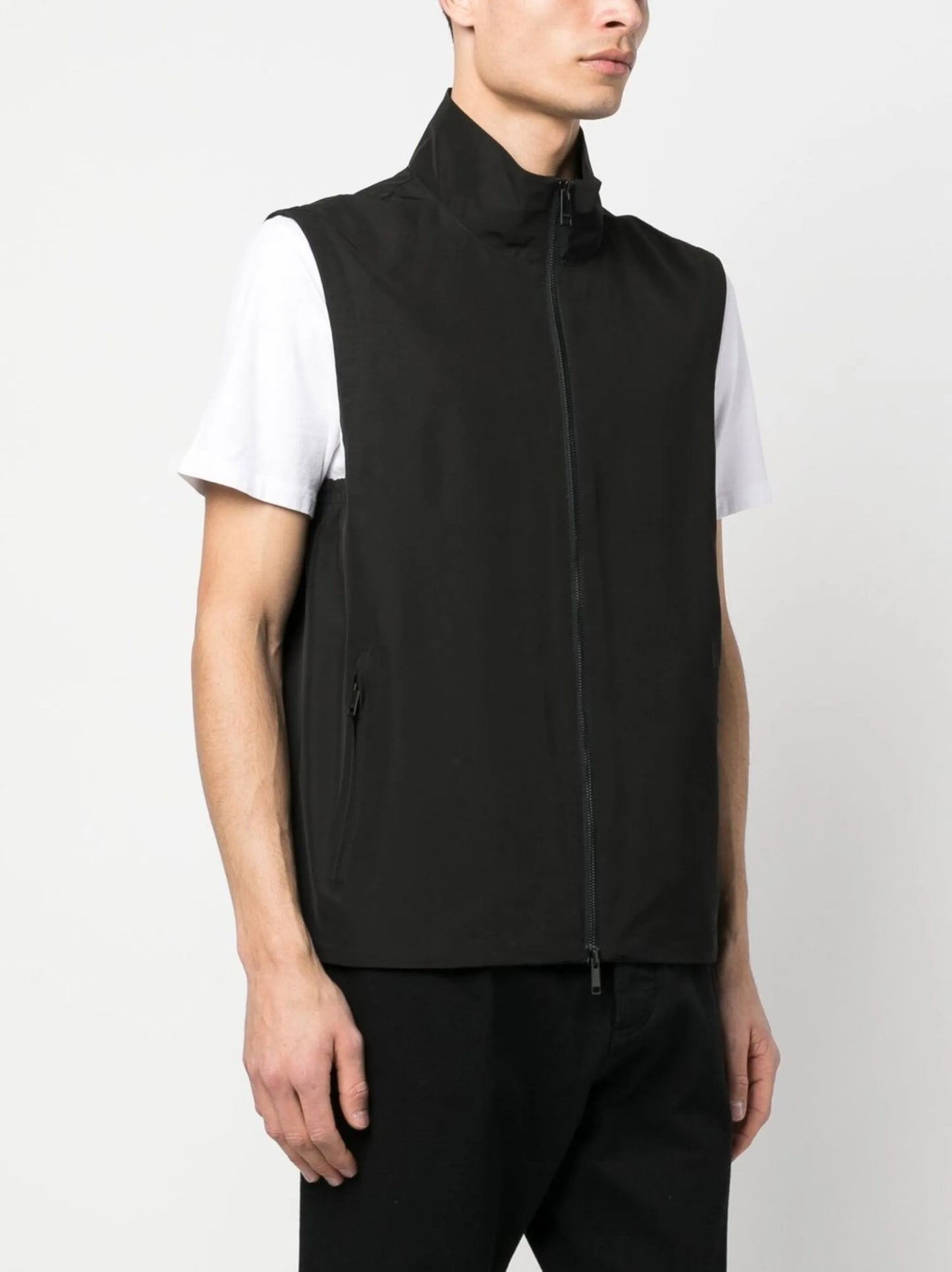 high-neck zip-up vest