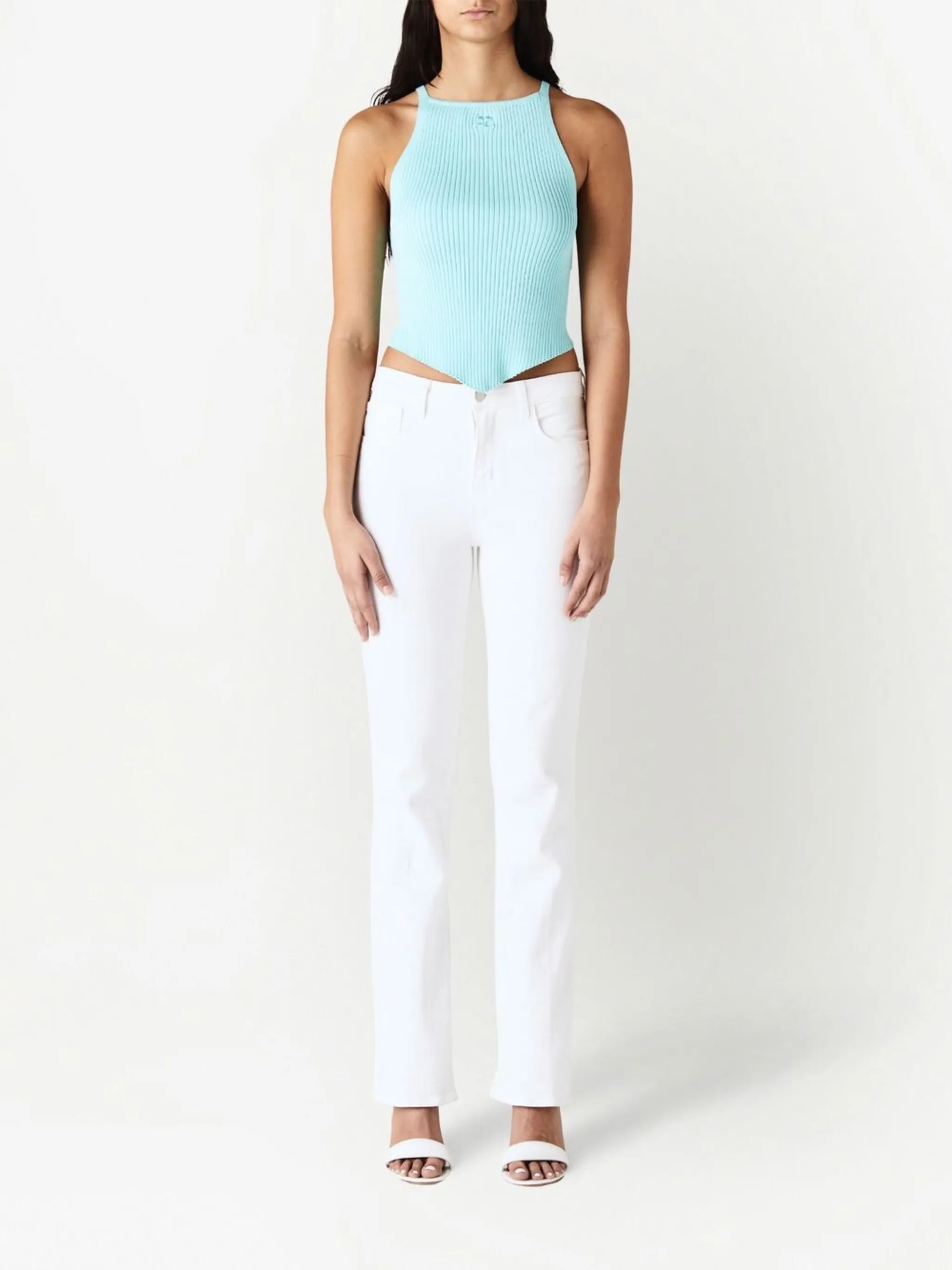 Pointy rib-knit tank top