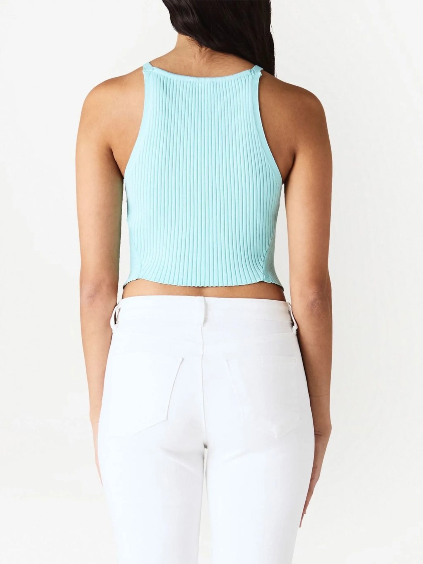 Pointy rib-knit tank top