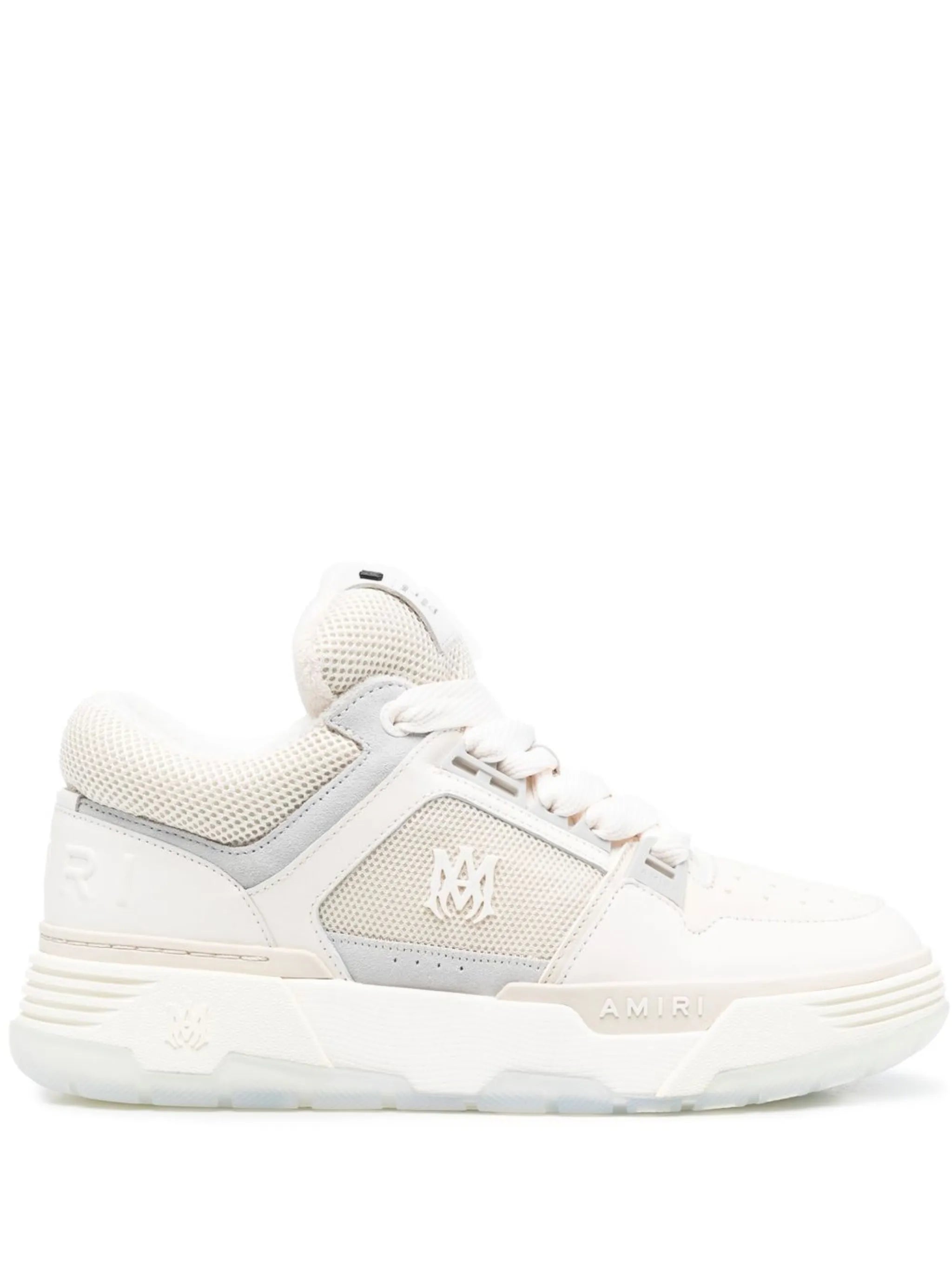 embossed-logo leather sneakers