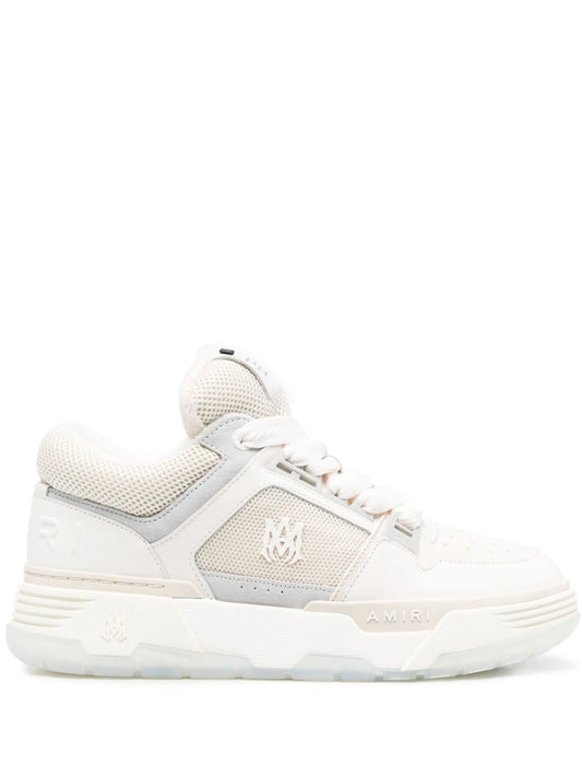 embossed-logo leather sneakers