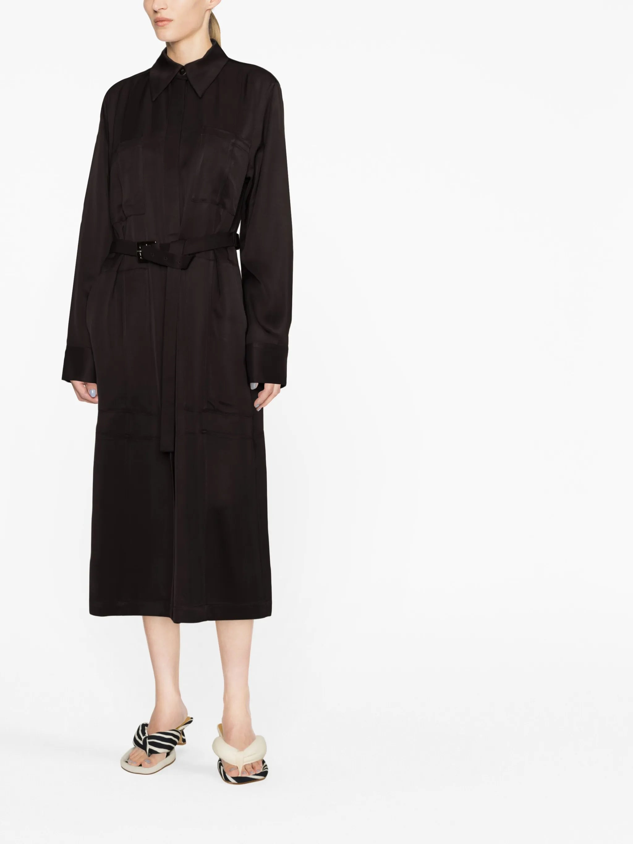single-breasted belted-waist coat