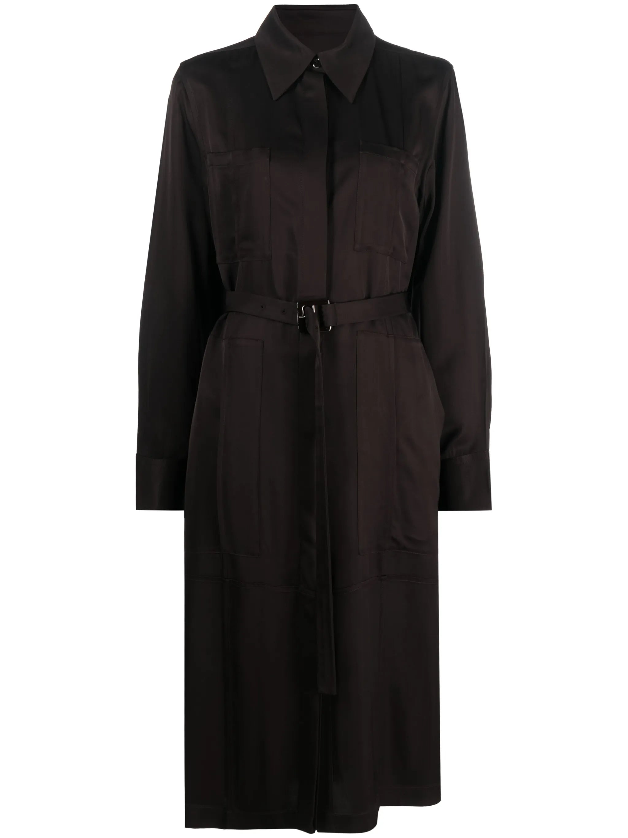 single-breasted belted-waist coat