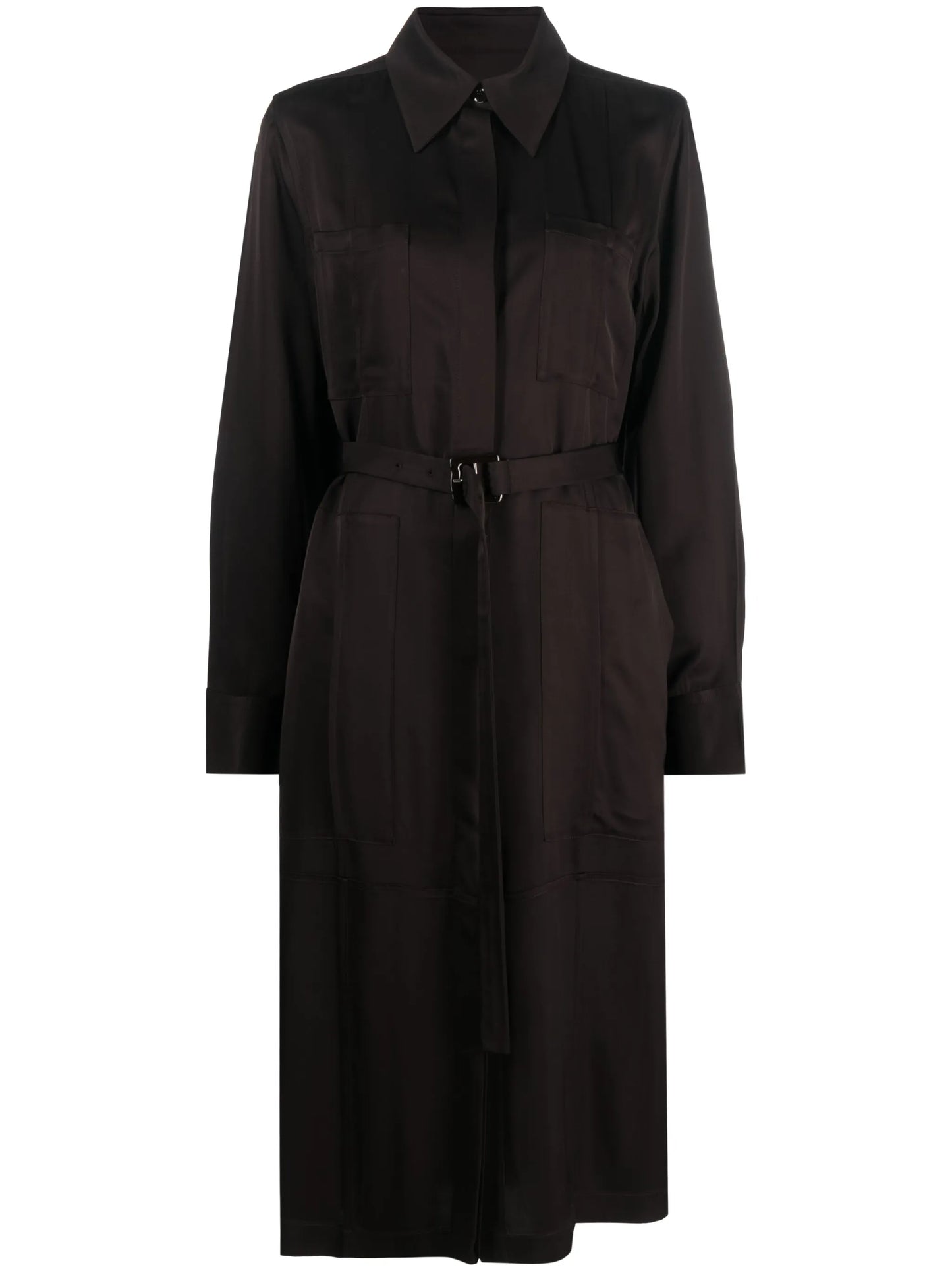 single-breasted belted-waist coat
