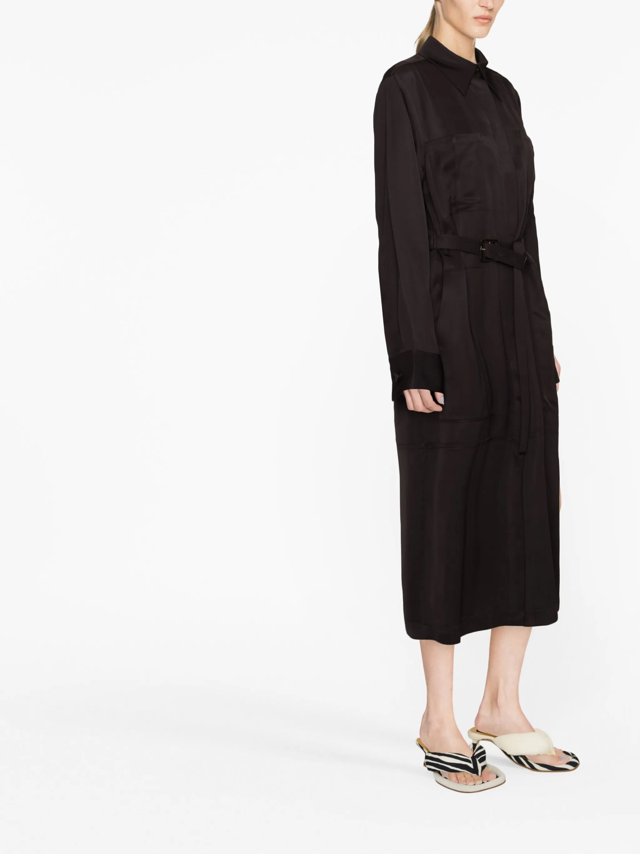 single-breasted belted-waist coat