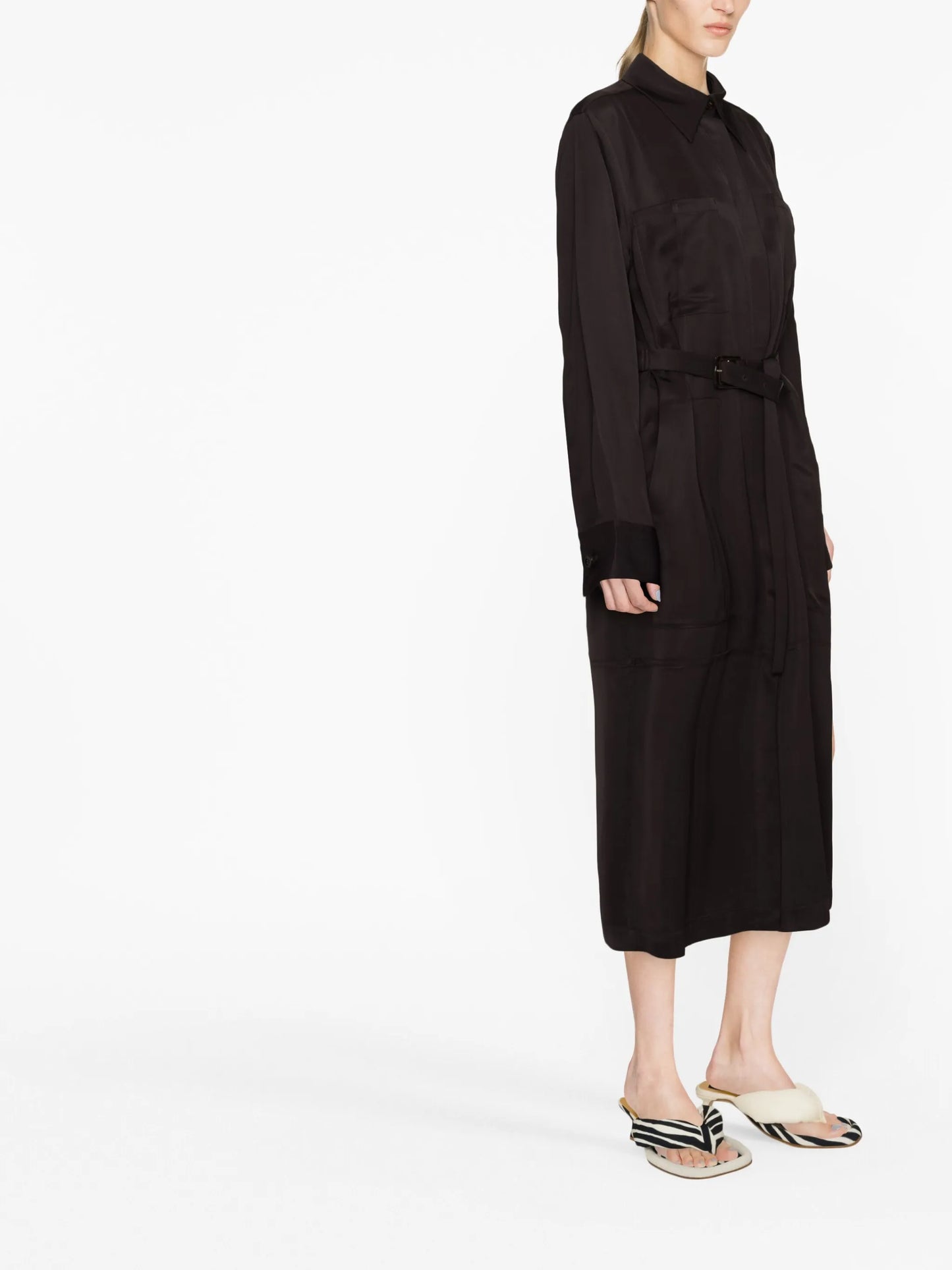 single-breasted belted-waist coat