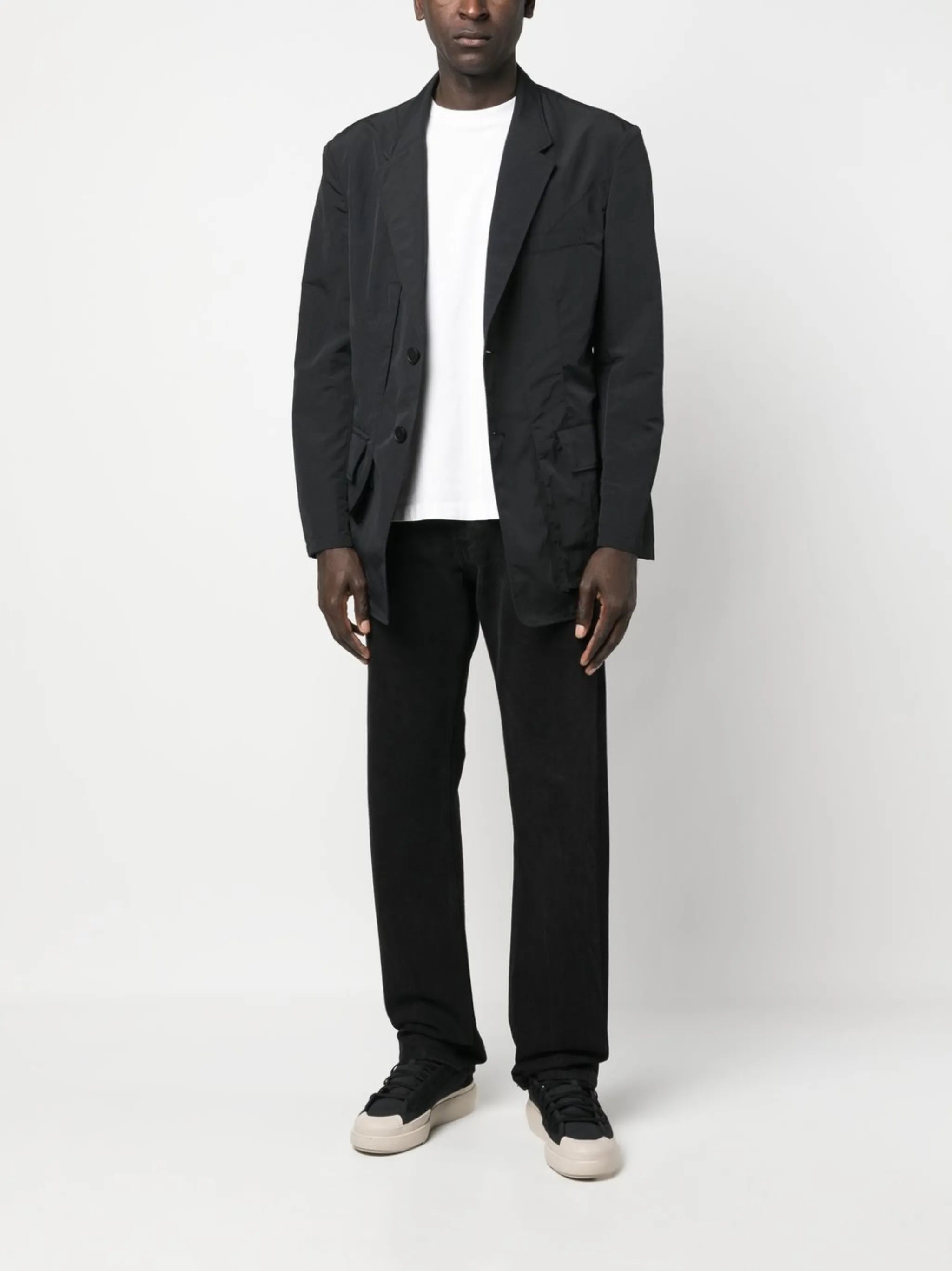 CR Nyl crease-effect single-breasted blazer