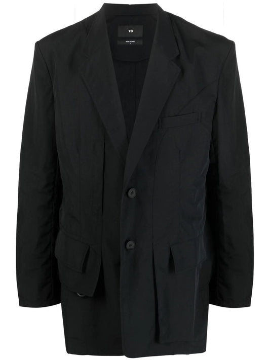CR Nyl crease-effect single-breasted blazer