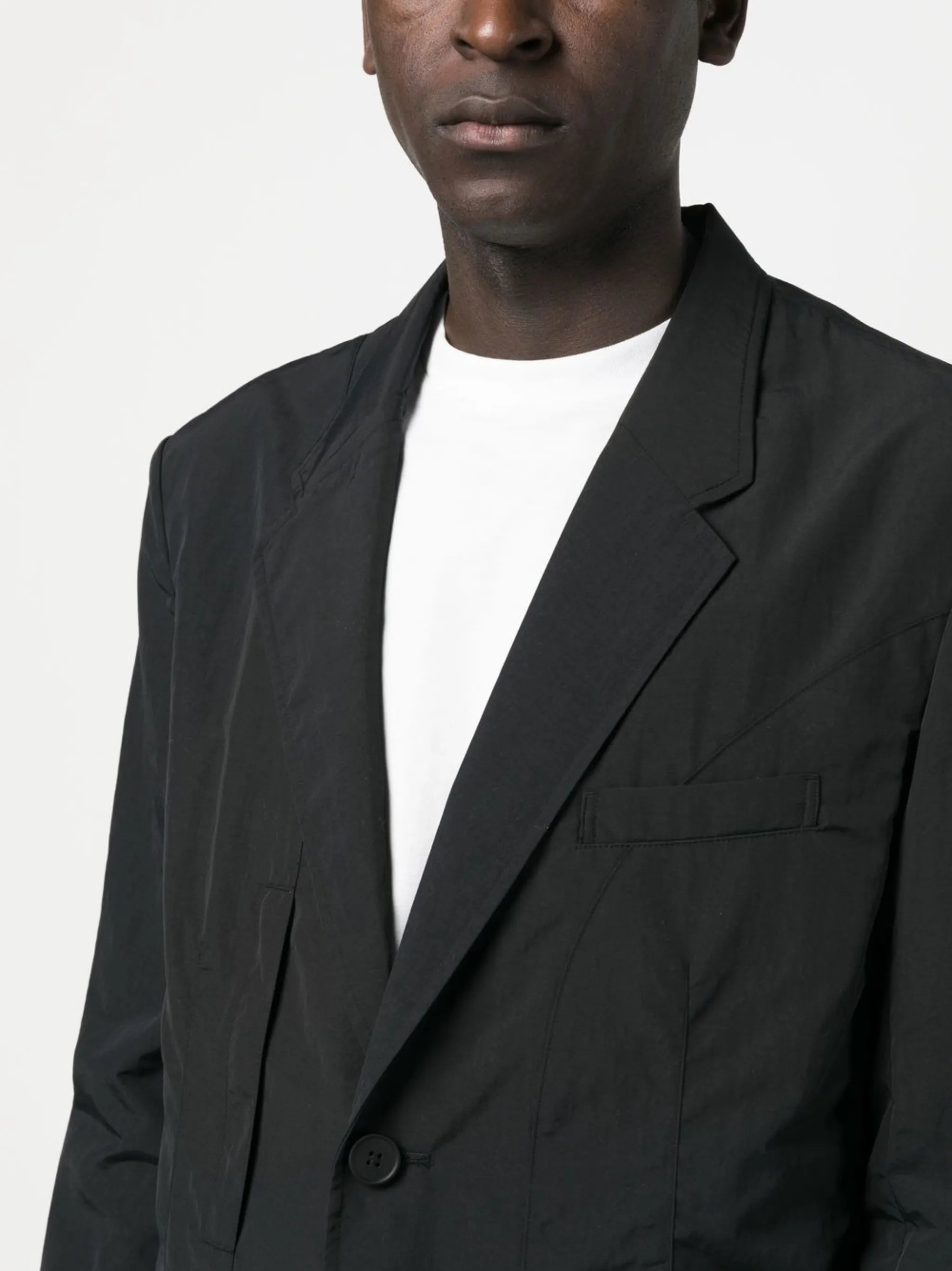 CR Nyl crease-effect single-breasted blazer