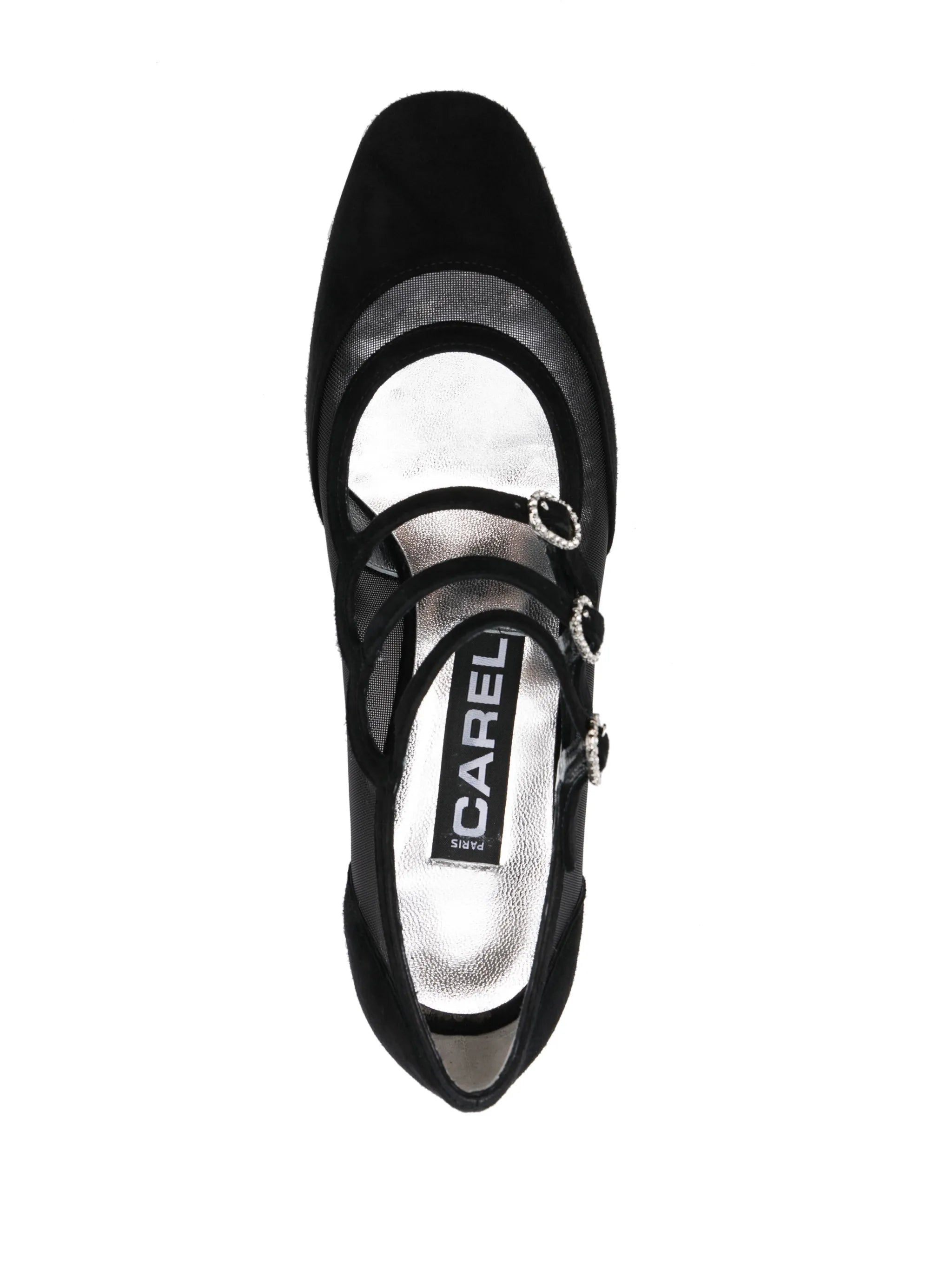 mesh-panelled suede pumps