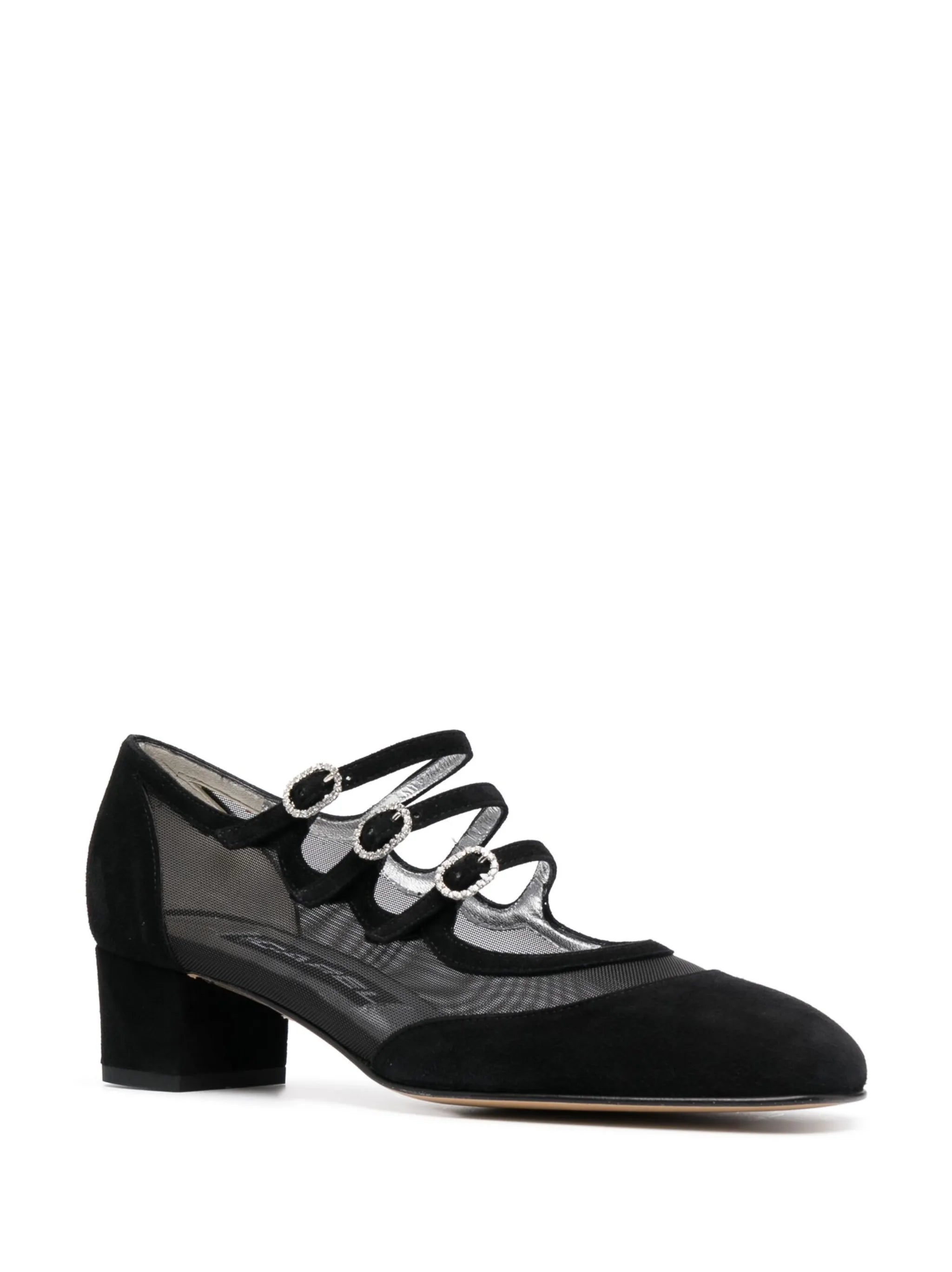 mesh-panelled suede pumps