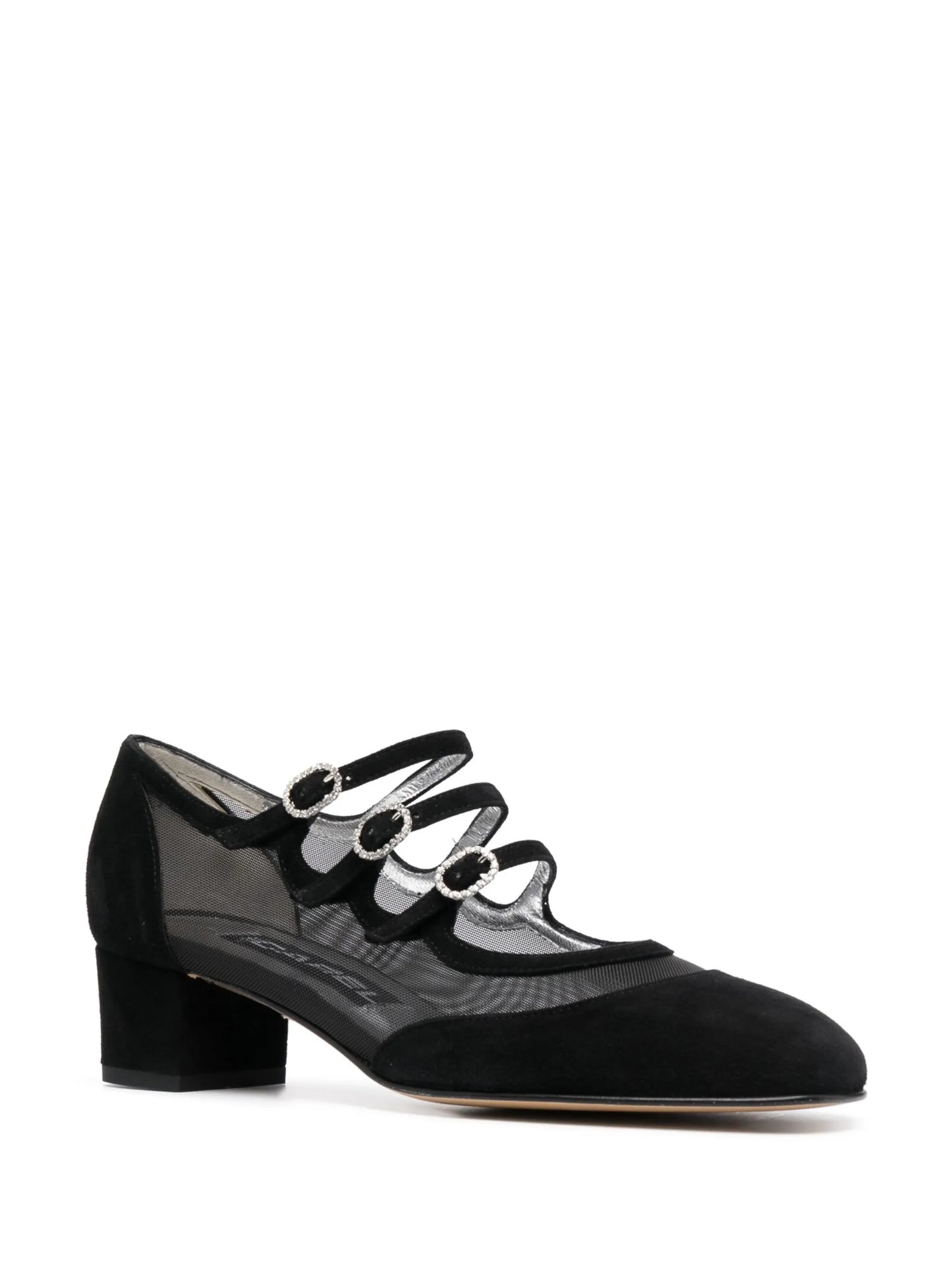 mesh-panelled suede pumps
