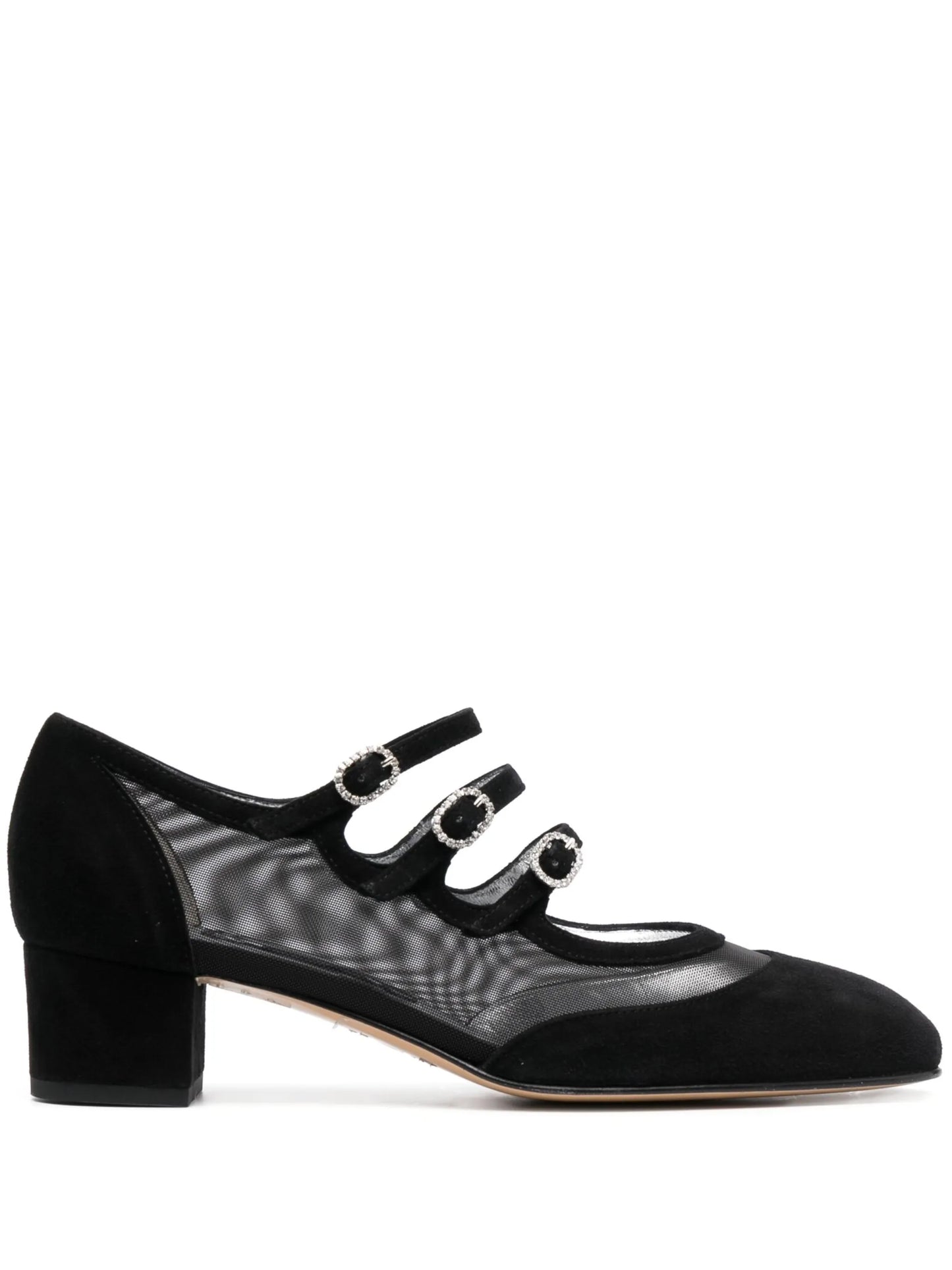 mesh-panelled suede pumps