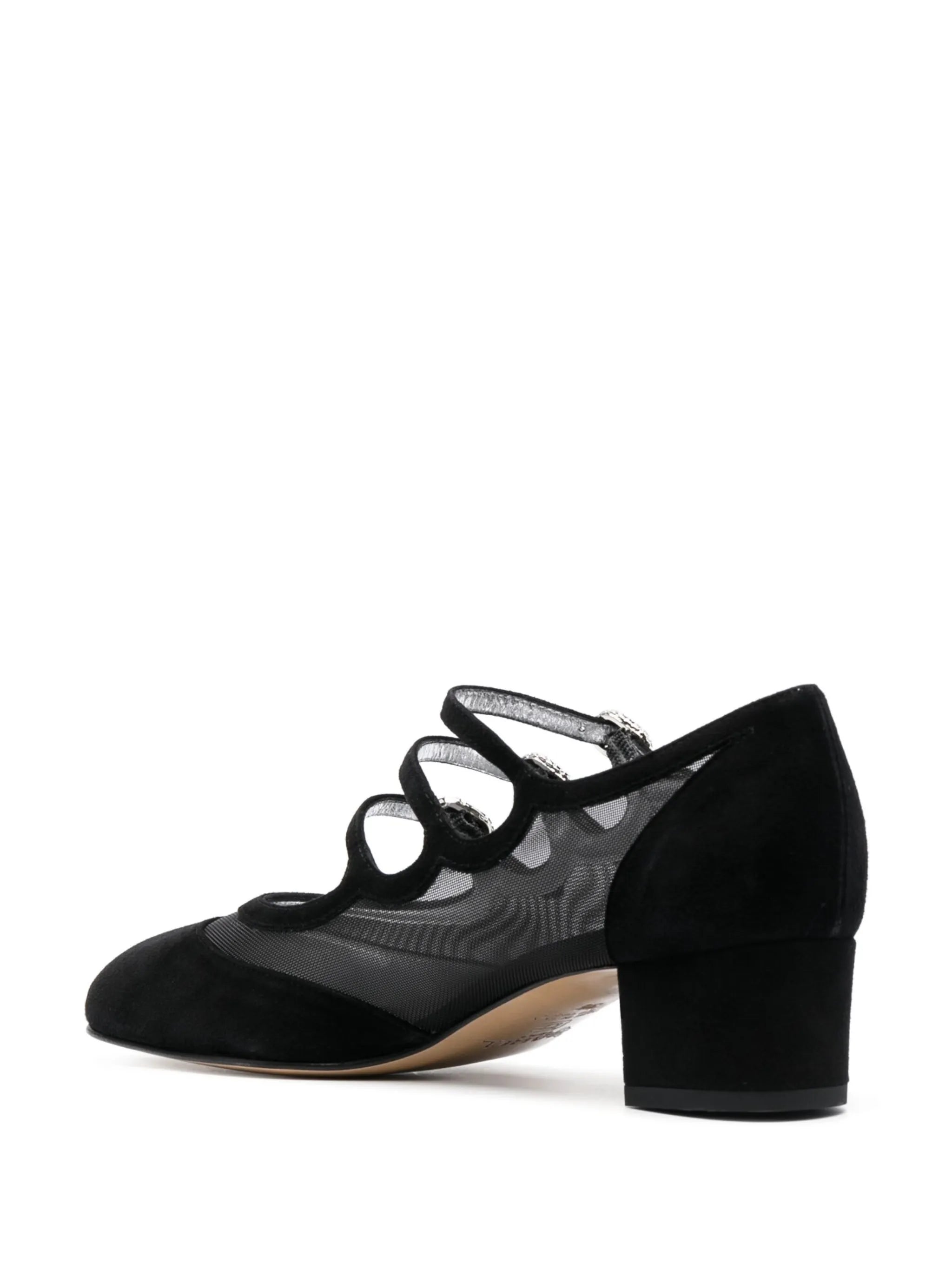 mesh-panelled suede pumps
