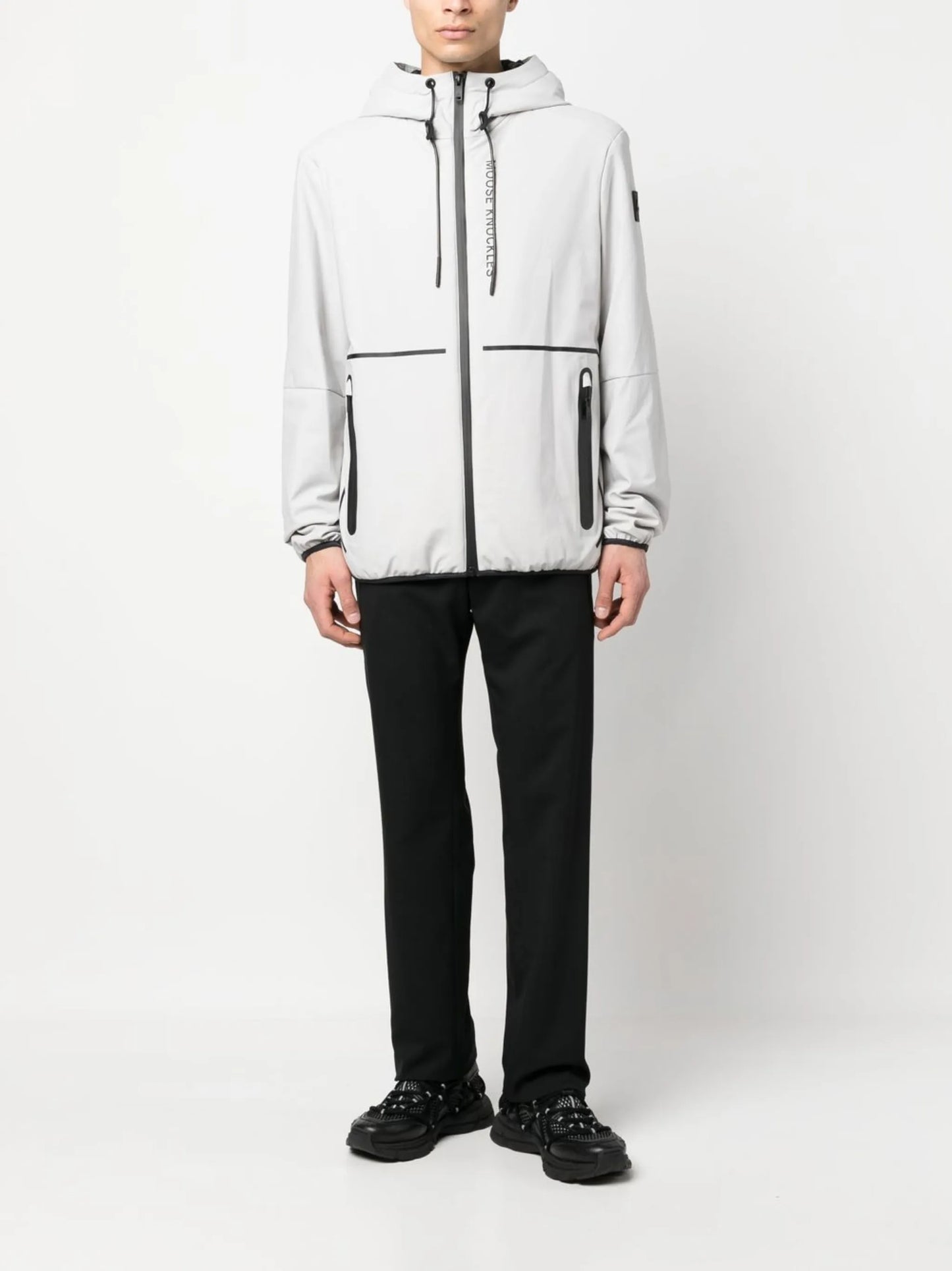 contrast-detailing hooded jacket