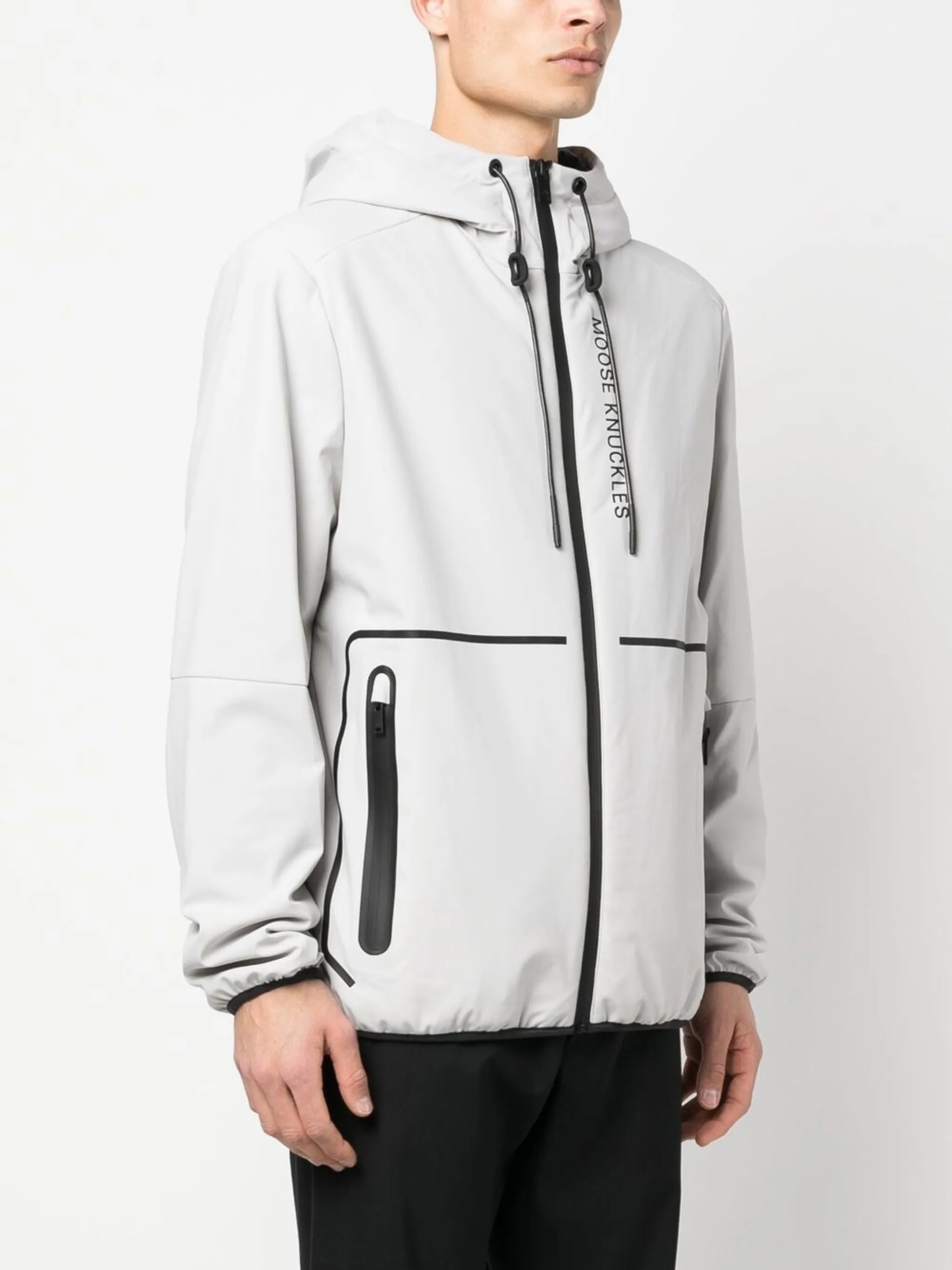 contrast-detailing hooded jacket