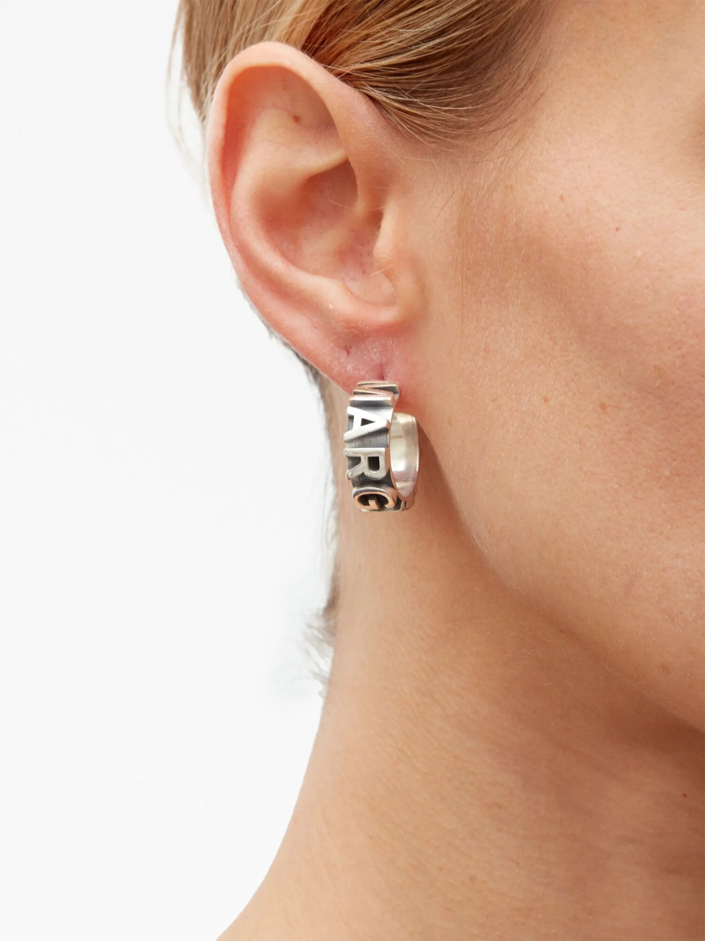 logo-embossed hoop earrings